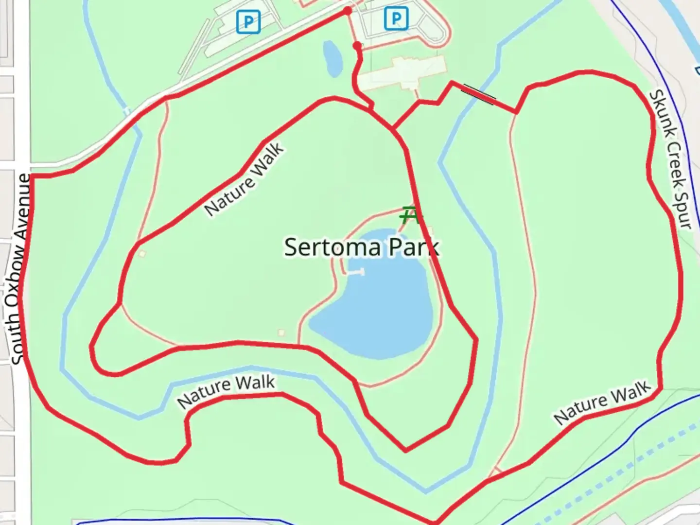 An image depicting the trail Sertoma Park Loop via Nature Walk and its surrounding area.