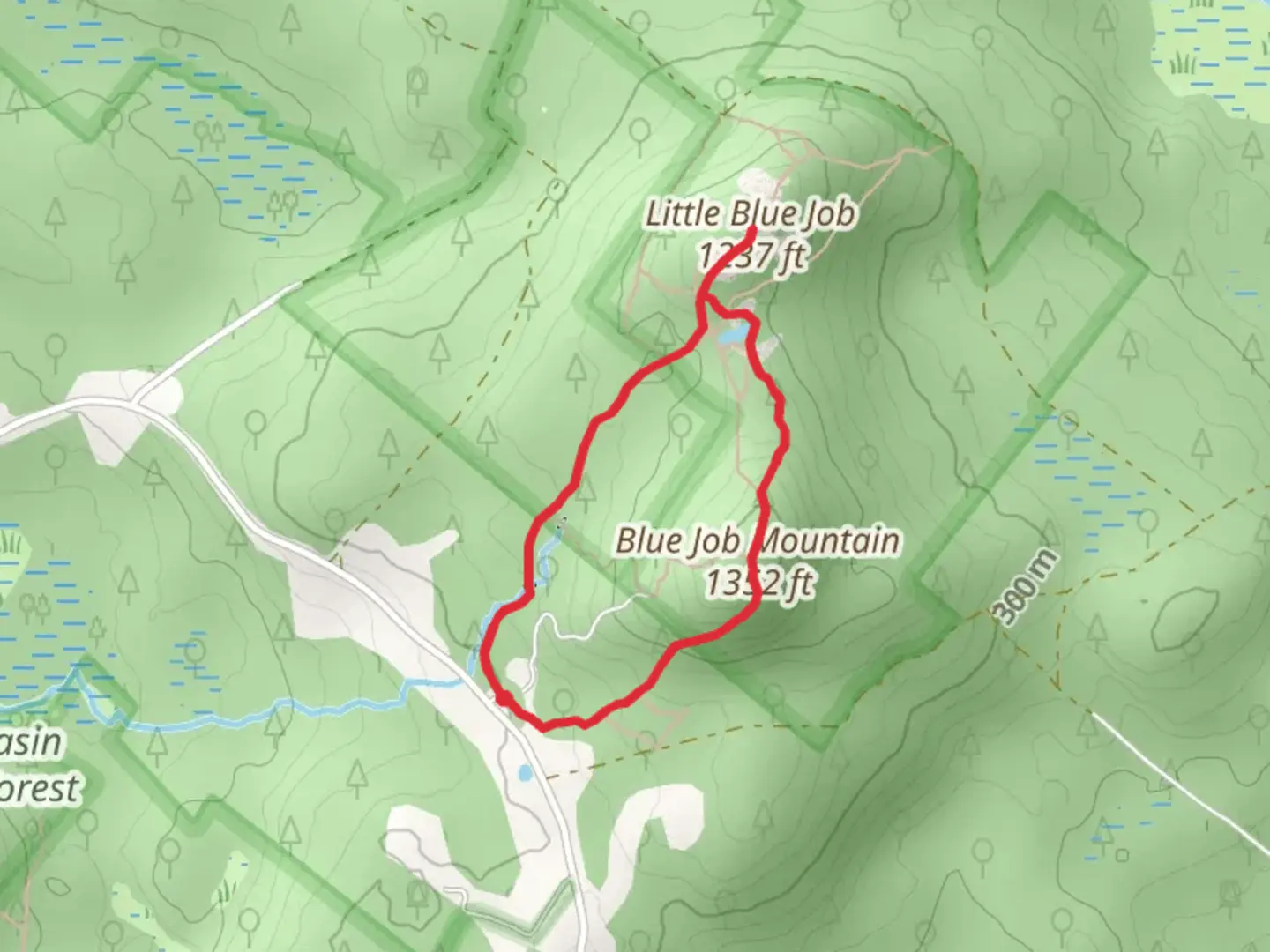 An image depicting the trail Blue Job Mountain and Little Blue Job from First Crown Point Road and its surrounding area.