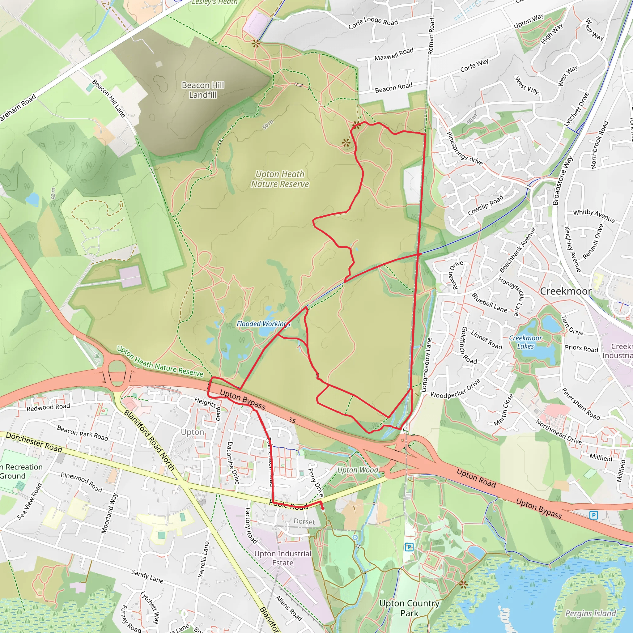 Upton Heath Nature Reserve Walk mobile static map