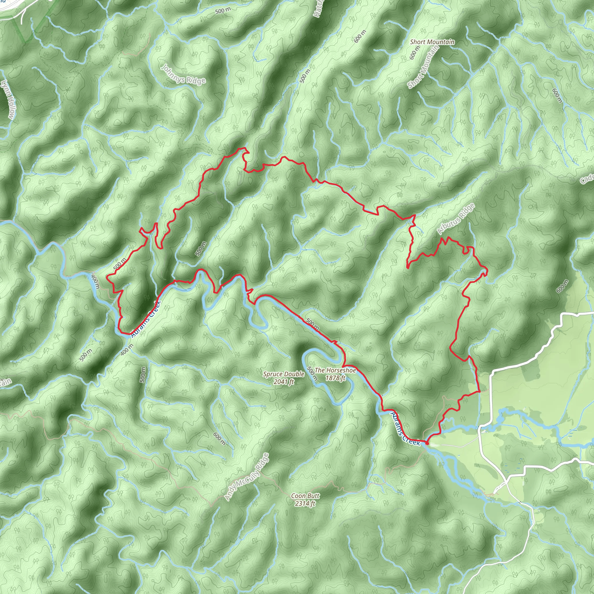Abrams Falls Trail and Cooper Road Trail Loop mobile static map