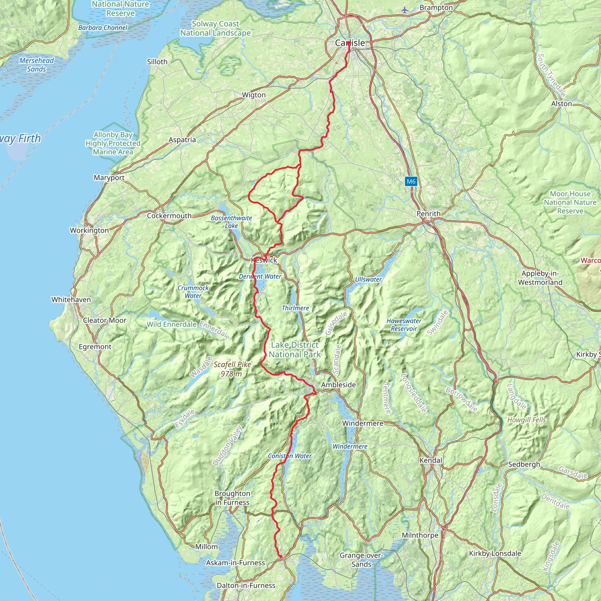 Cumbria Way mobile static map