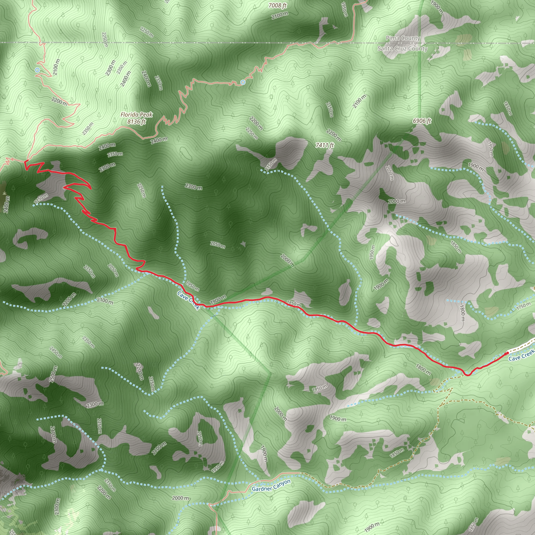 Cave Canyon Trail mobile static map