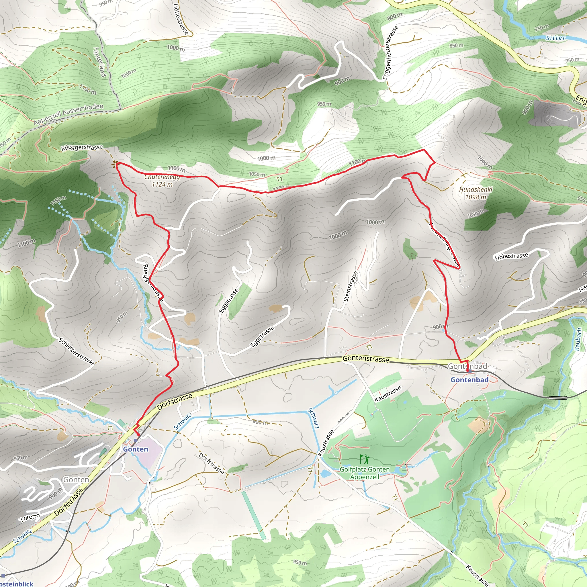 Gonten to Gontenbad Trail mobile static map