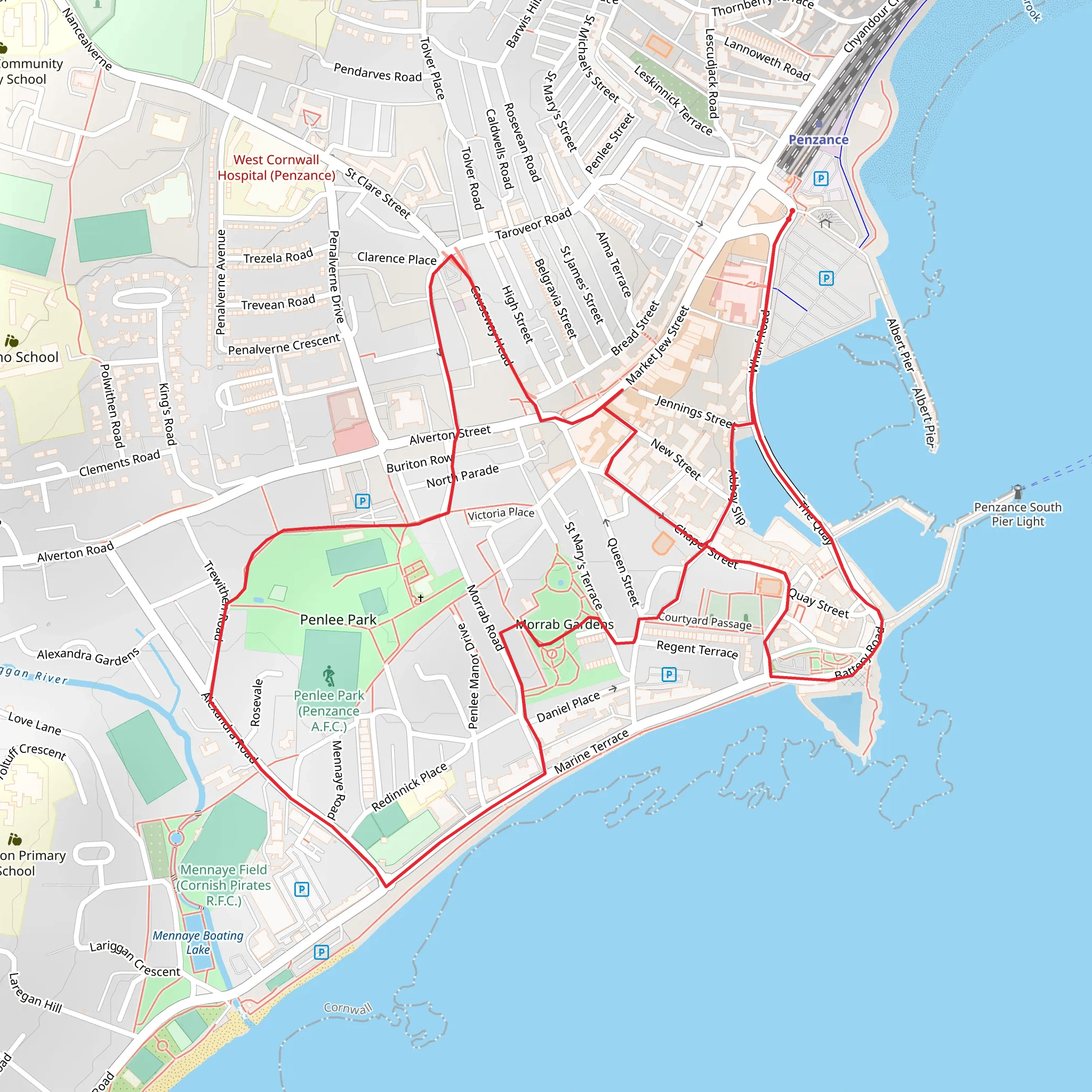 Penzance Town Trail mobile static map