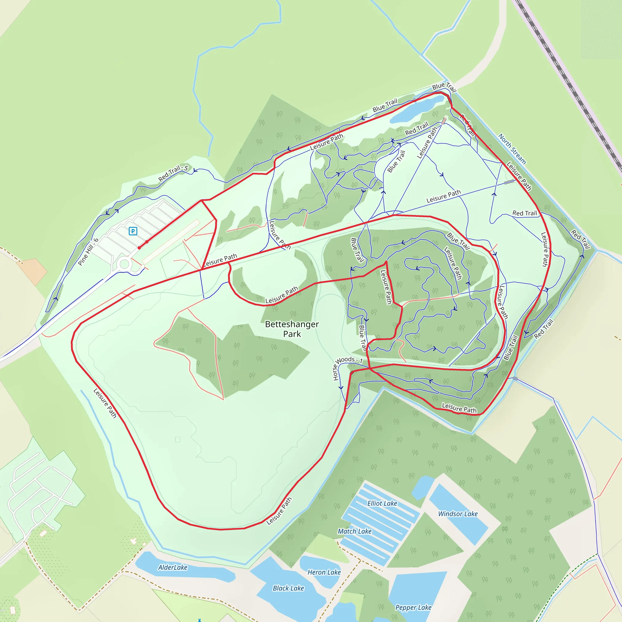 Leisure Path and Batteshanger Park Loop mobile static map
