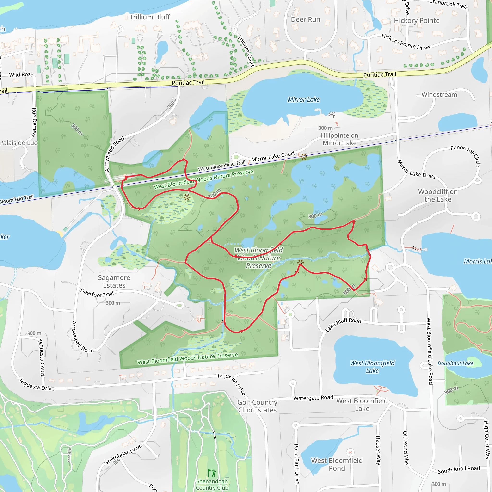 WB Woods Nature Preserve Loop Trail mobile static map