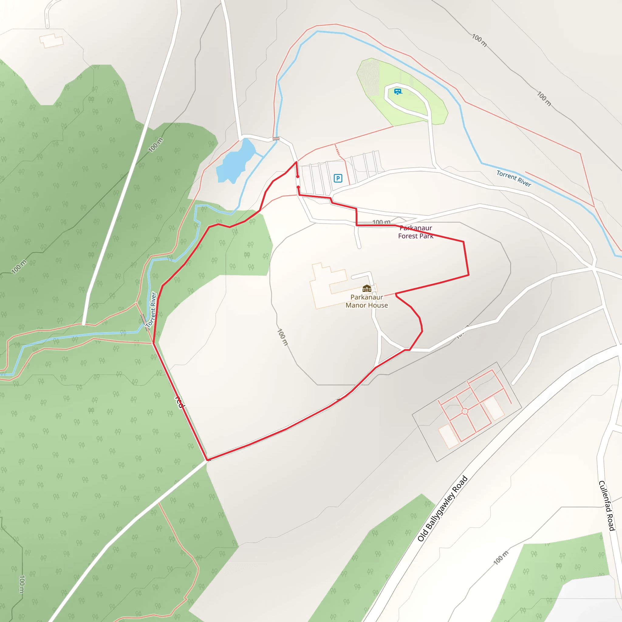 Deer Park Walk - Parkanaur Forest - Red mobile static map