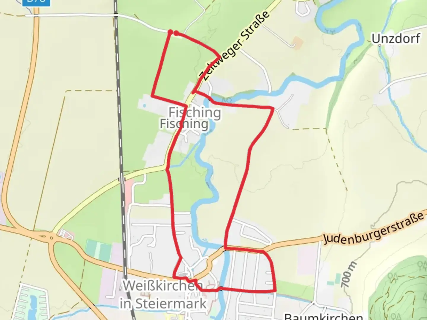 An image depicting the trail Weißkirchen Loop and its surrounding area.