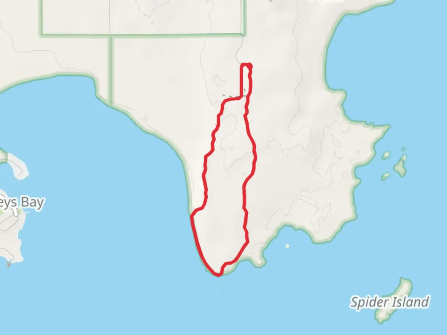 An image depicting the trail Rowleys Bay Loop and its surrounding area.