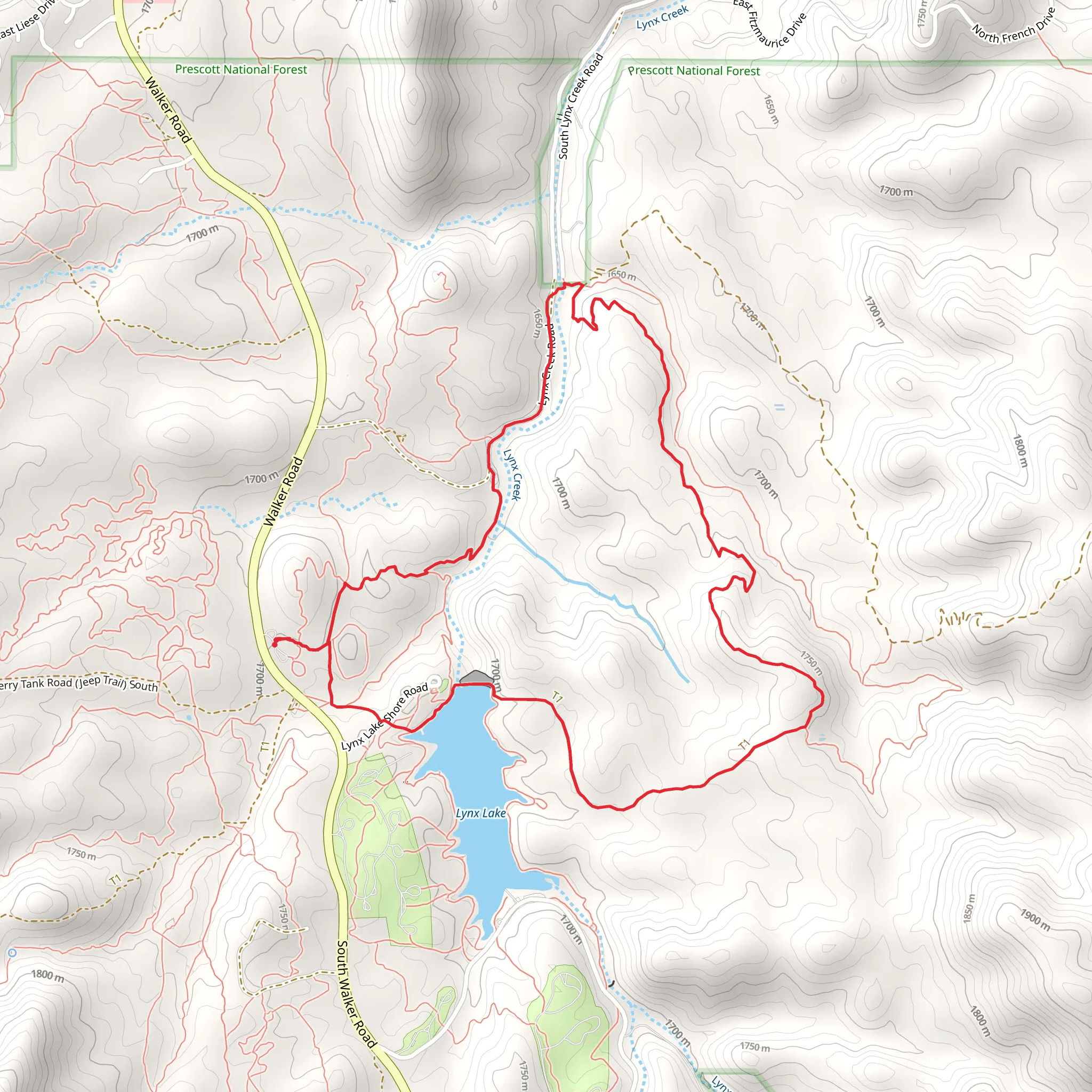 Lynx Lake - Johns Tank - Gold Pan - Salida Gulch Loop Trail mobile static map