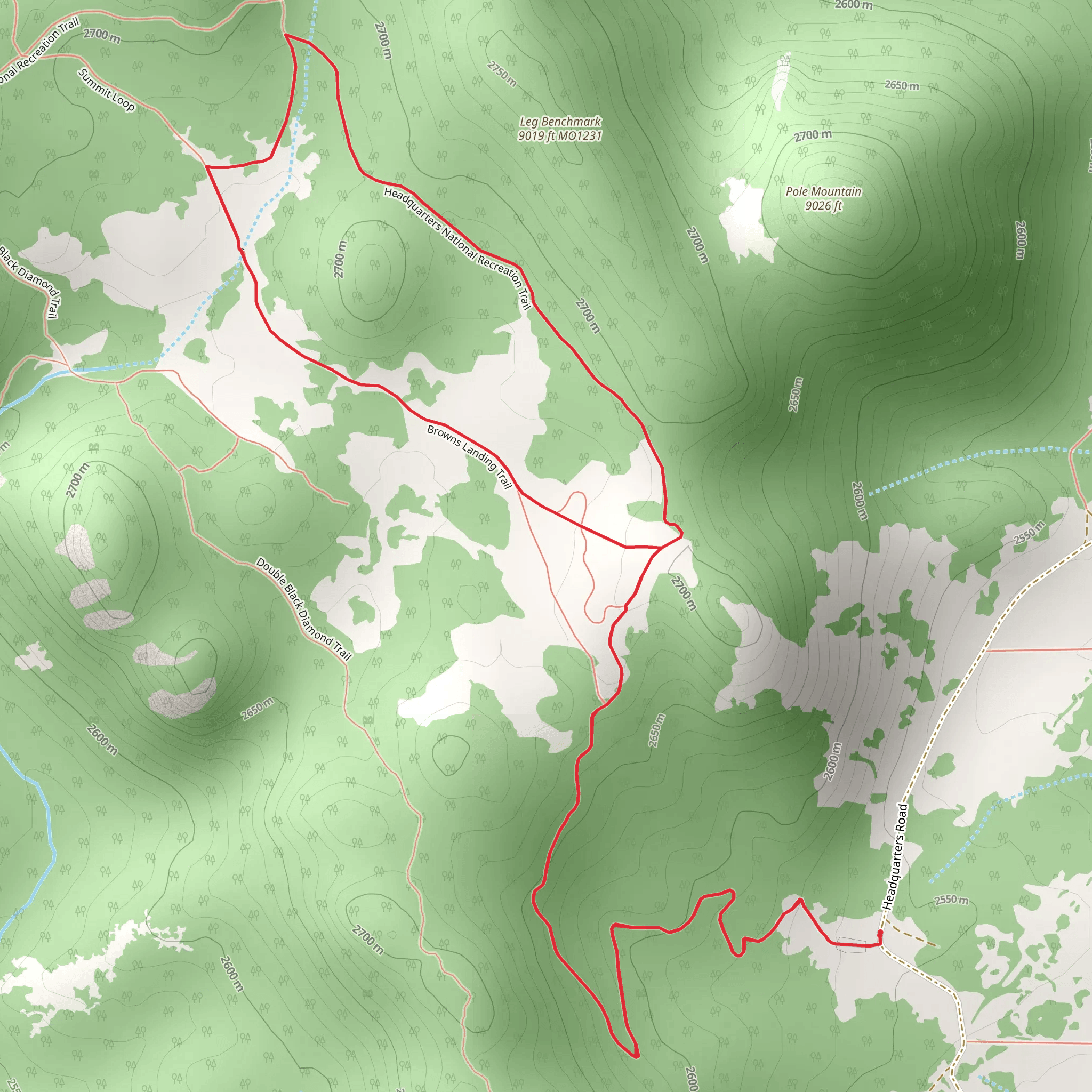 Headquarters Trail and Browns Landing Trail mobile static map
