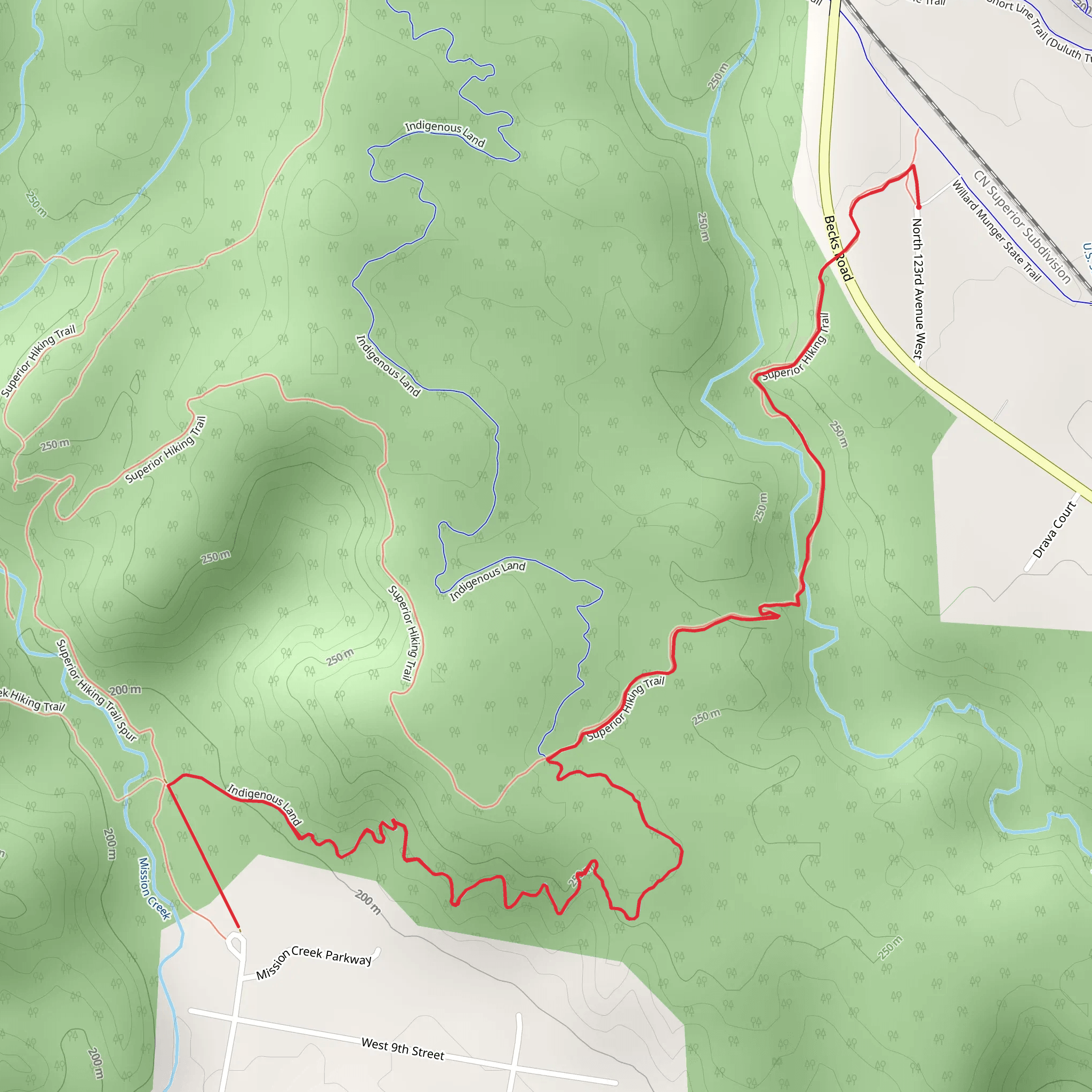Indigenous Land and Superior Hiking Trail mobile static map