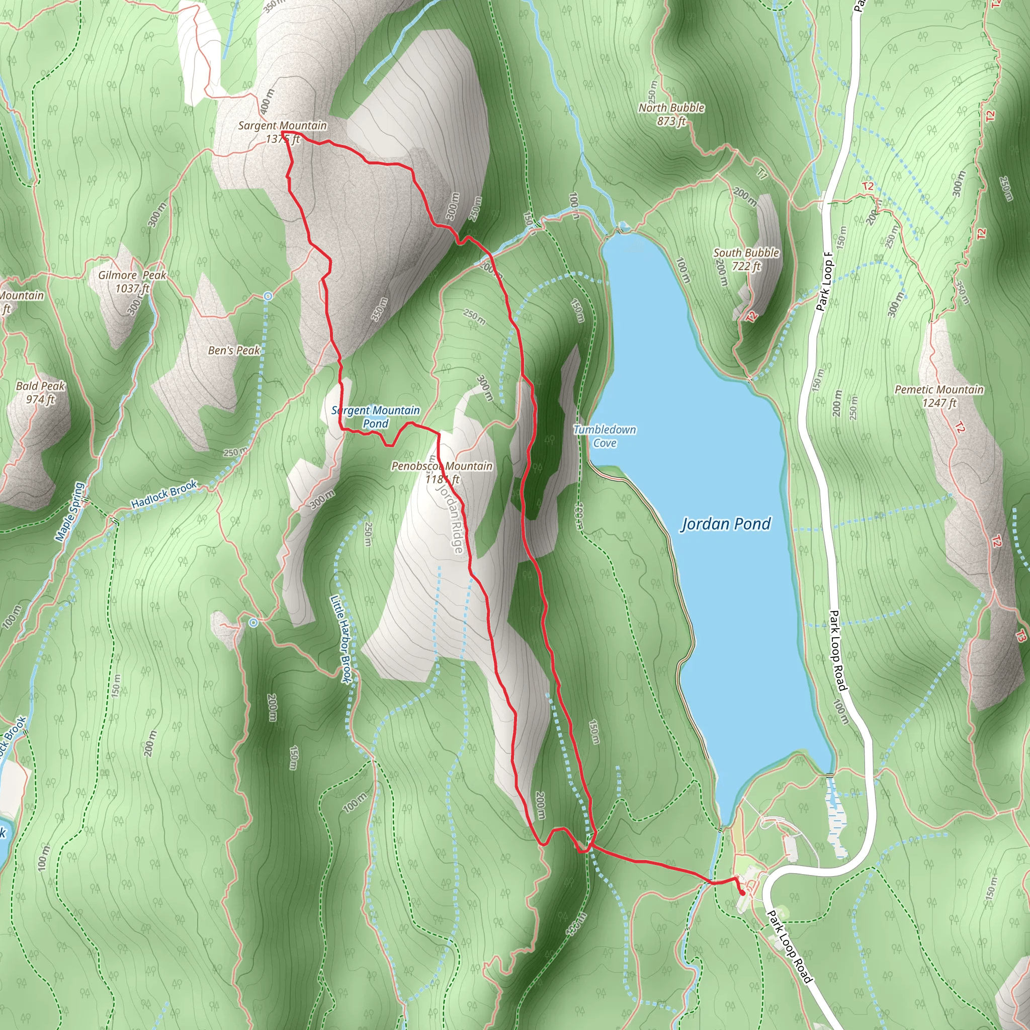 Sargent Mountain and Sargent Mountain Pond Loop Trail mobile static map