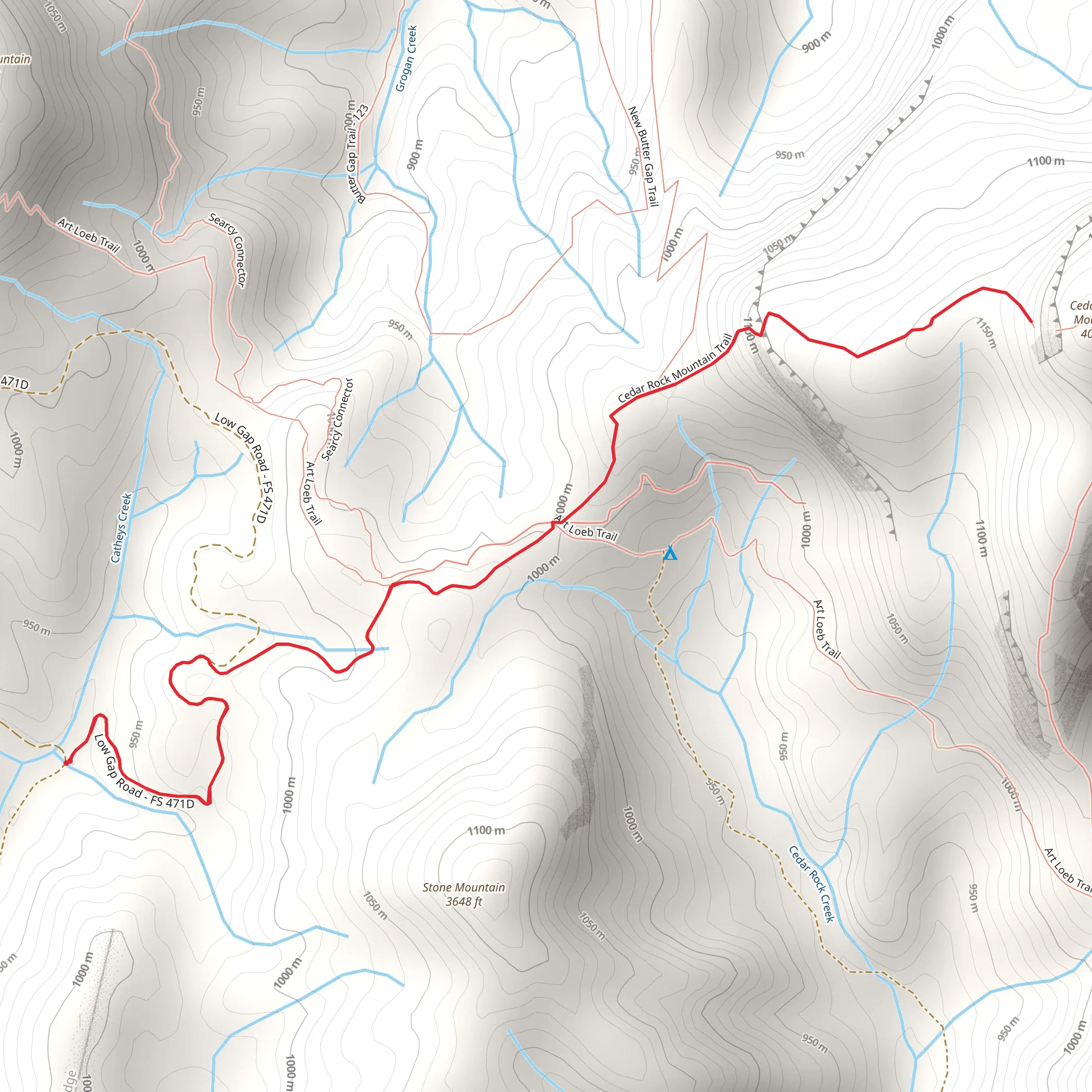 Butter Gap via Art Loeb Trail mobile static map