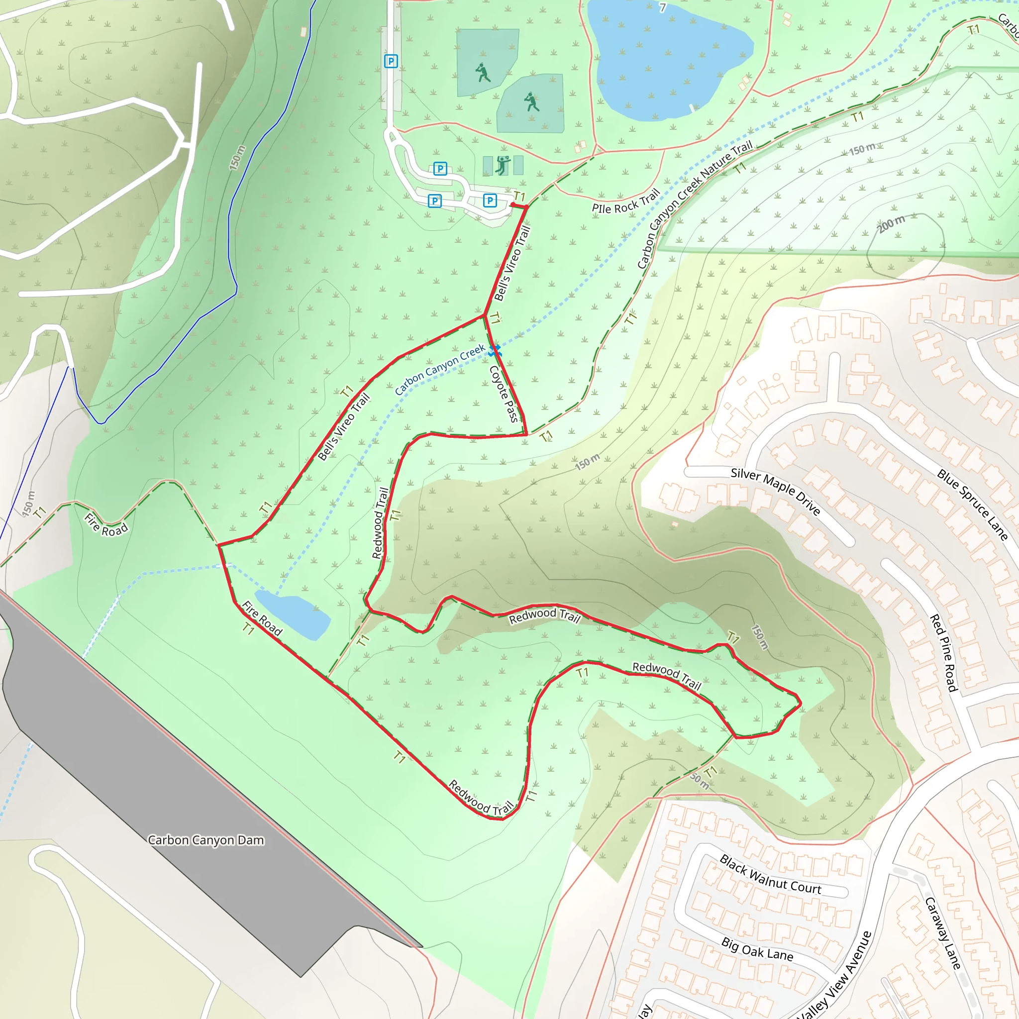 Coyote Pass and Redwood Loop Trail mobile static map