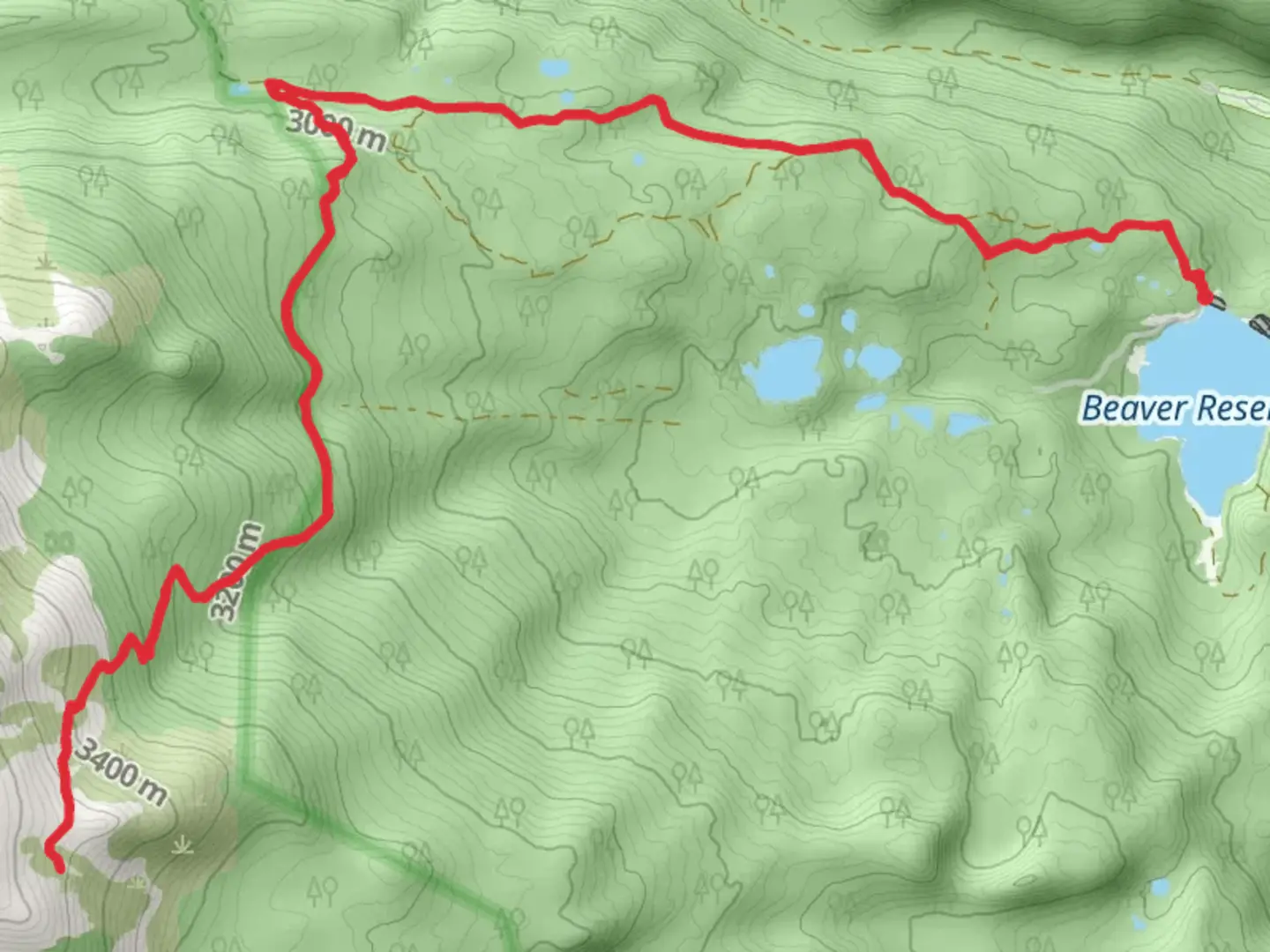 An image depicting the trail Beaver Reservoir and Beaver Creek Trail Out and Back and its surrounding area.