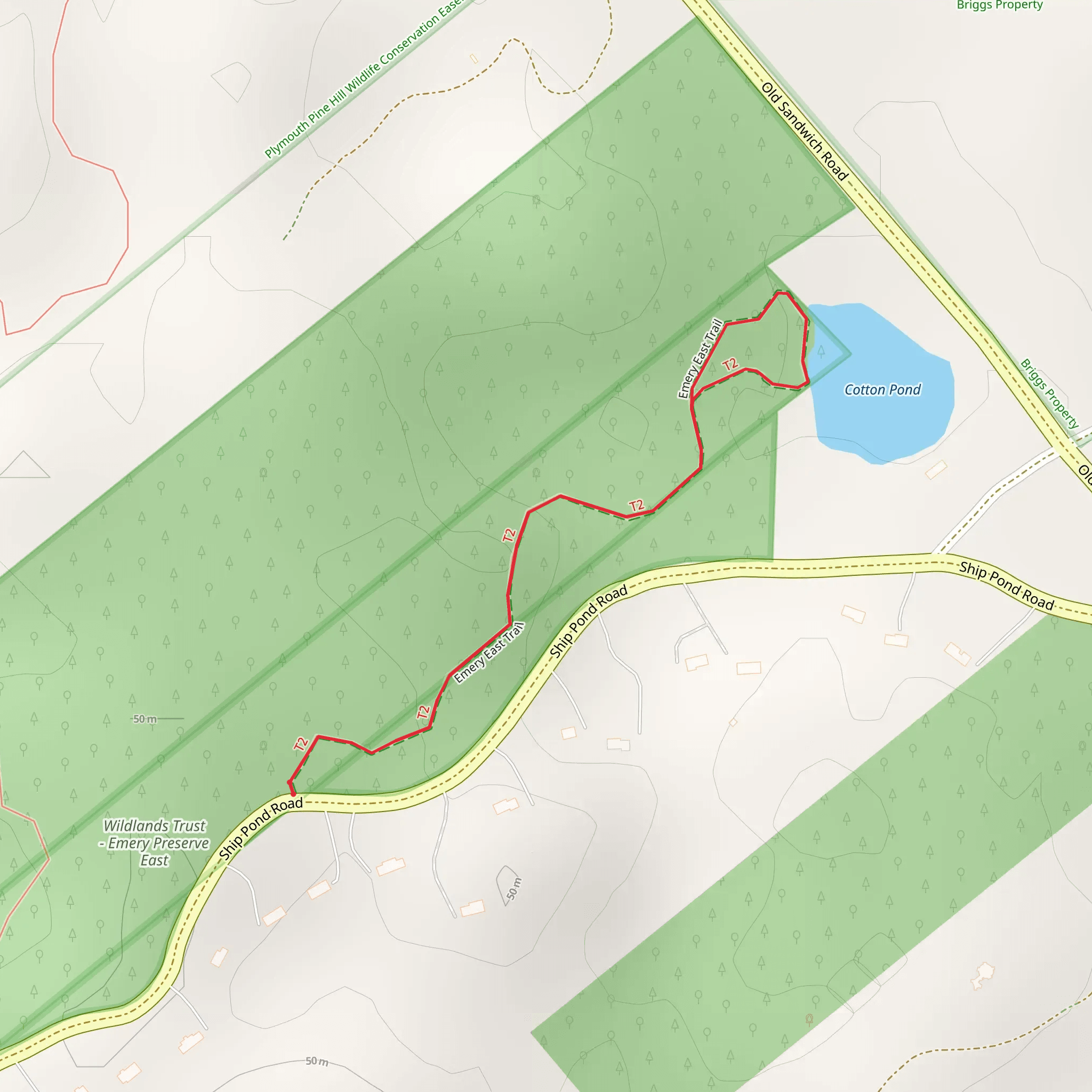 Cottage Pond via Emery East Trail mobile static map