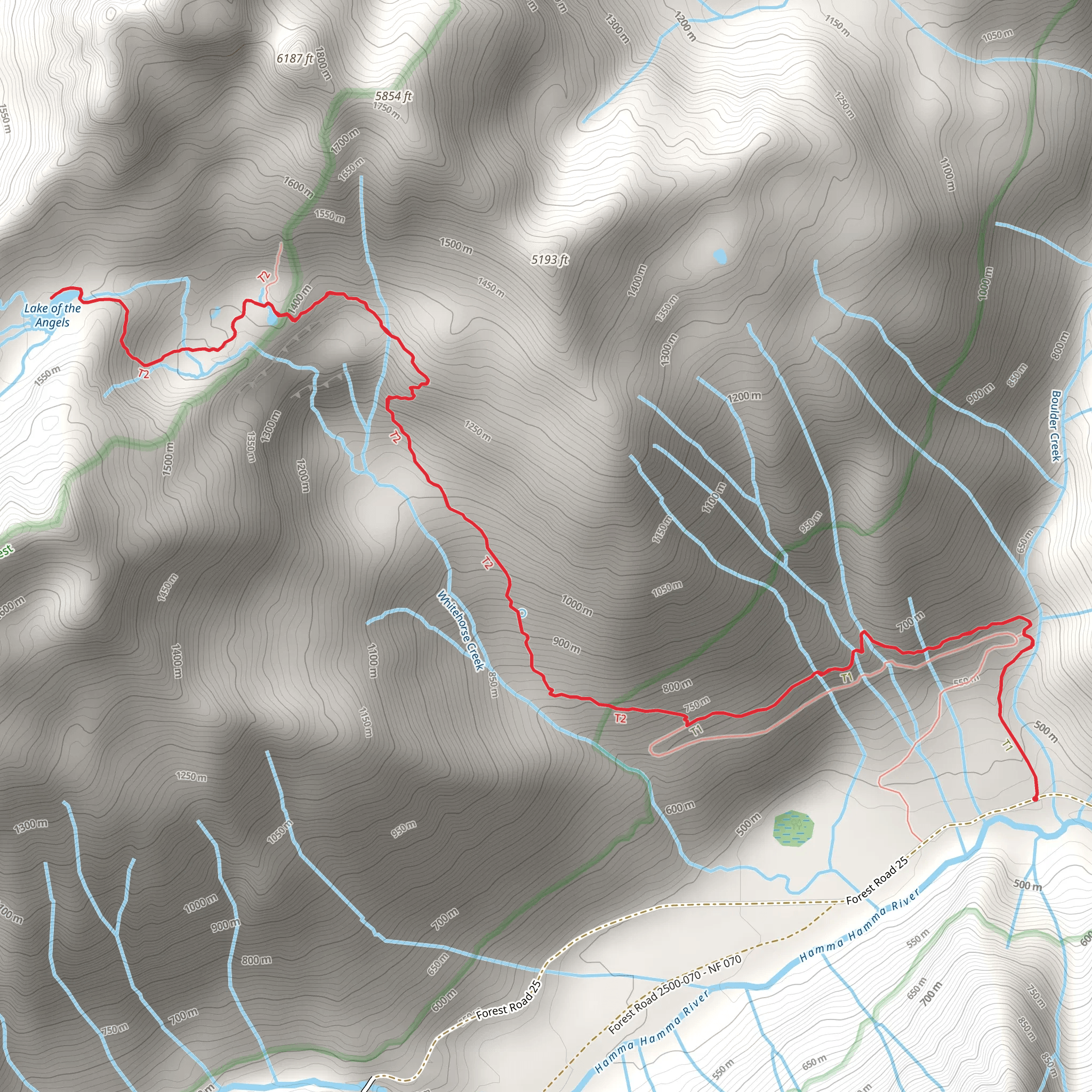 Lake of the Angels via Putvin Trail mobile static map