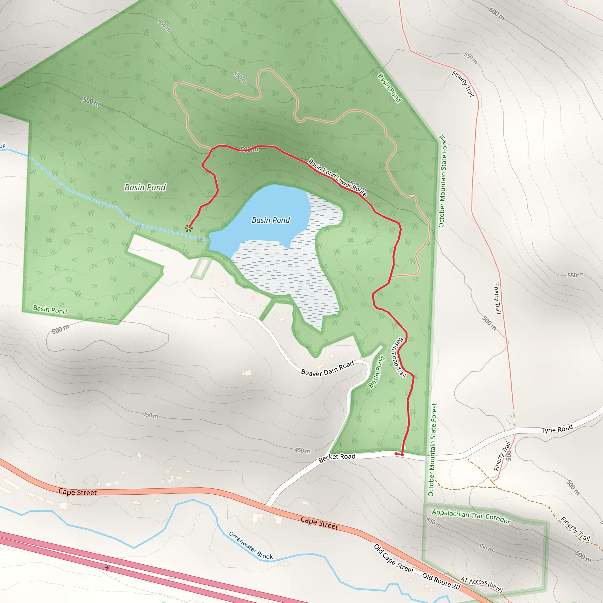 Basin Pond Trail mobile static map
