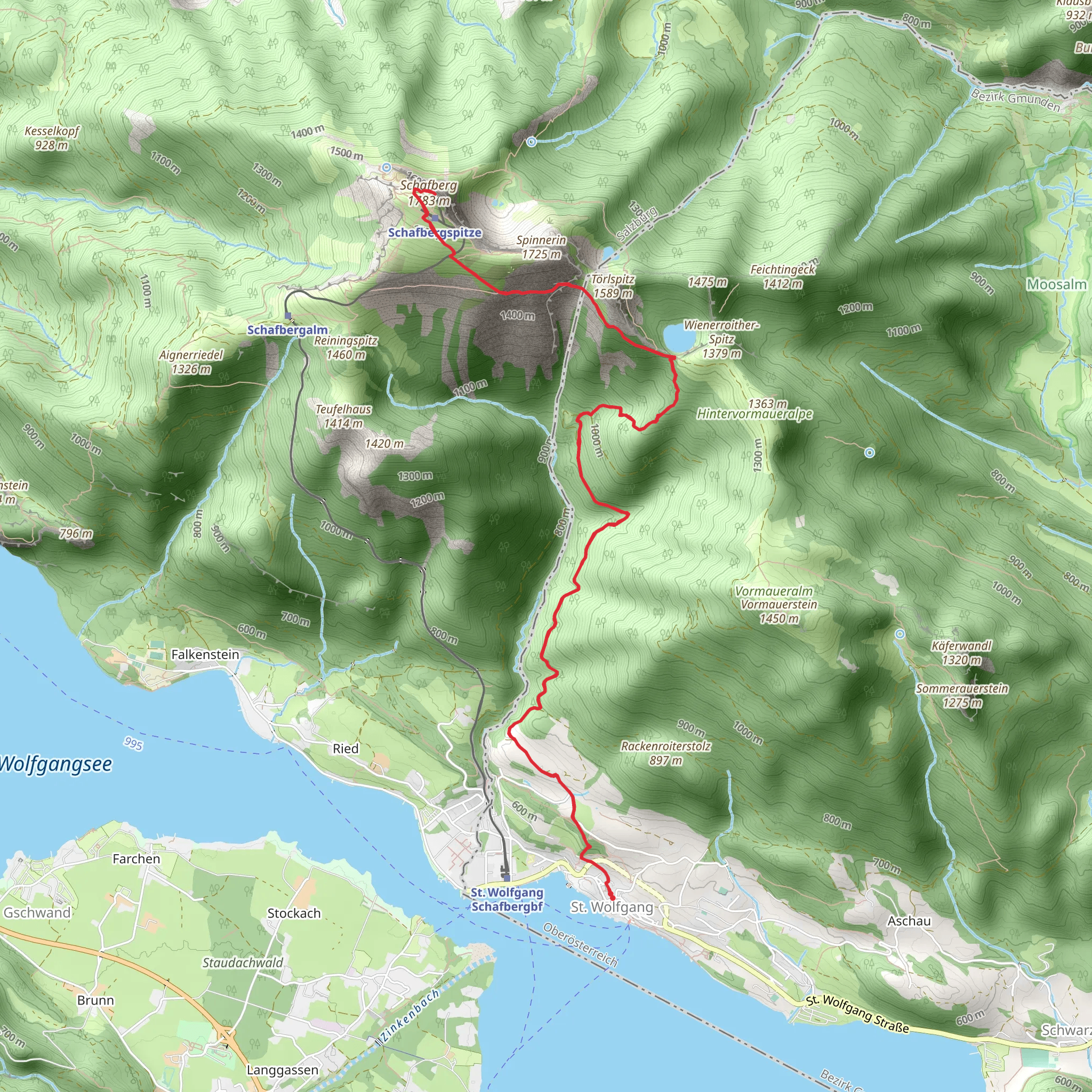 Schafberg Mountain via Purtschellersteig Path mobile static map