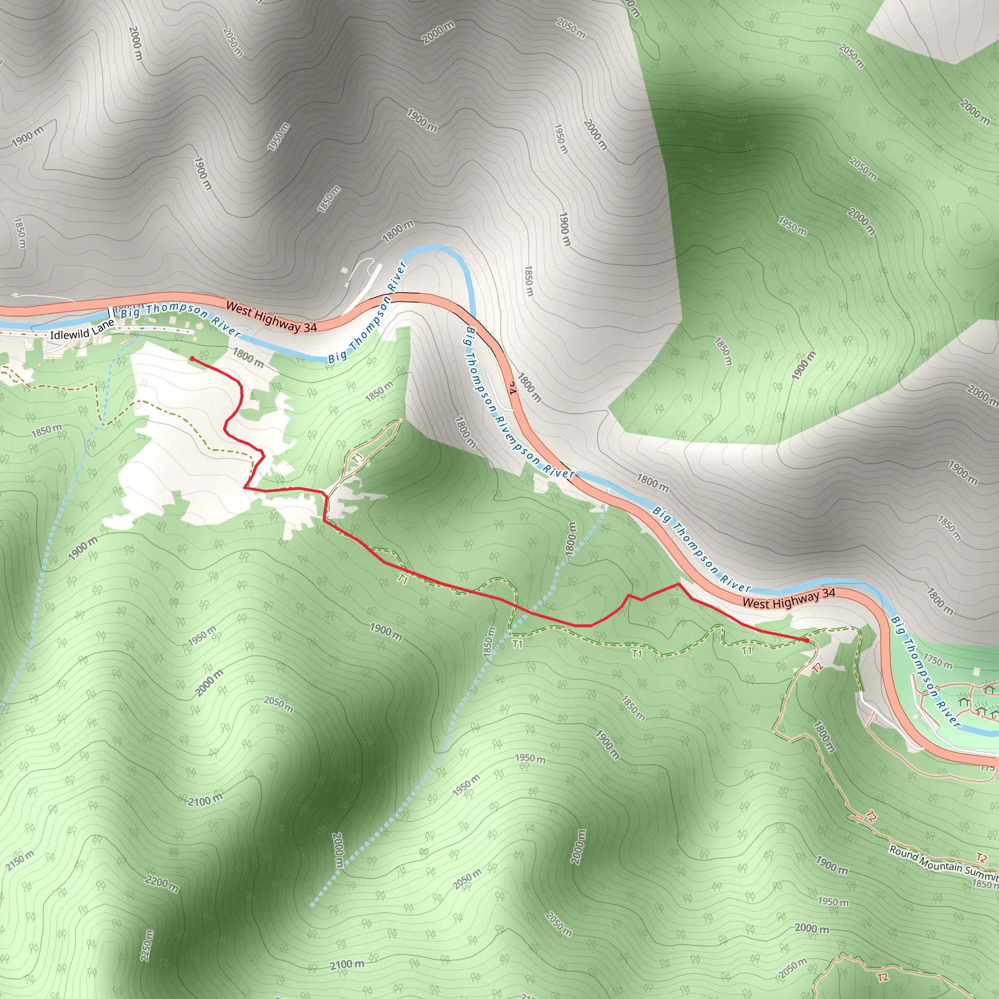 Round Mountain Nature Trail mobile static map