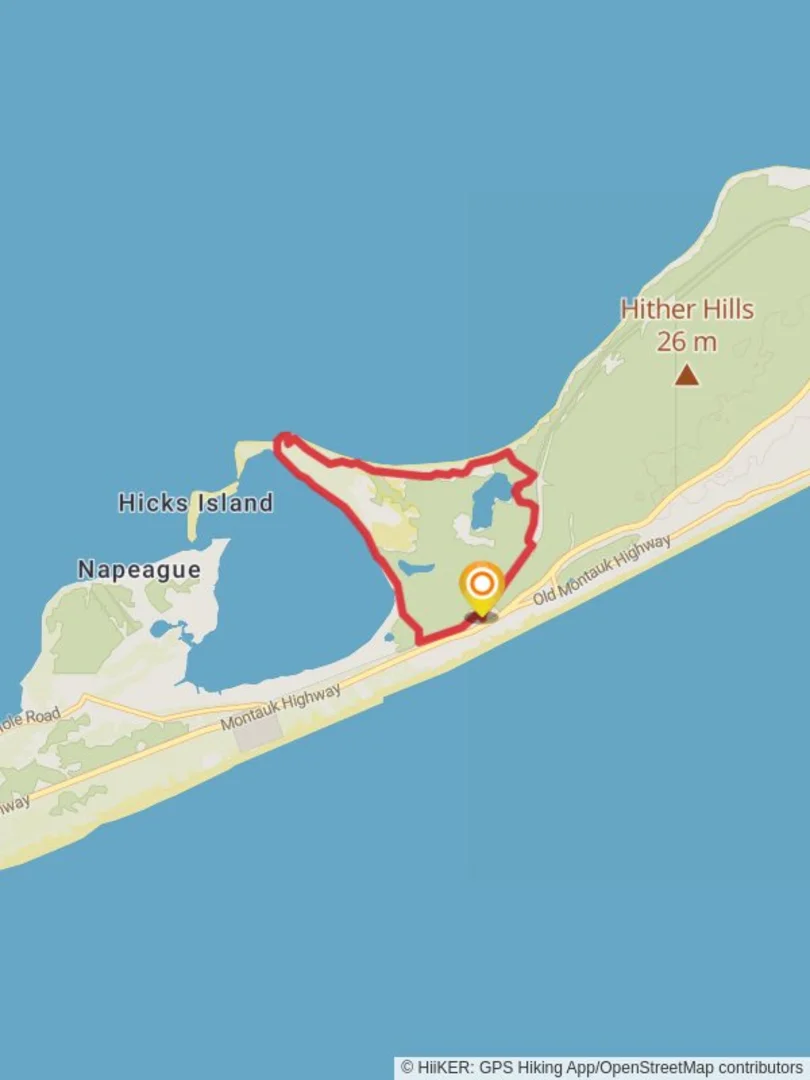 An image depicting the trail Napeague Harbour Island Loop and its surrounding area.