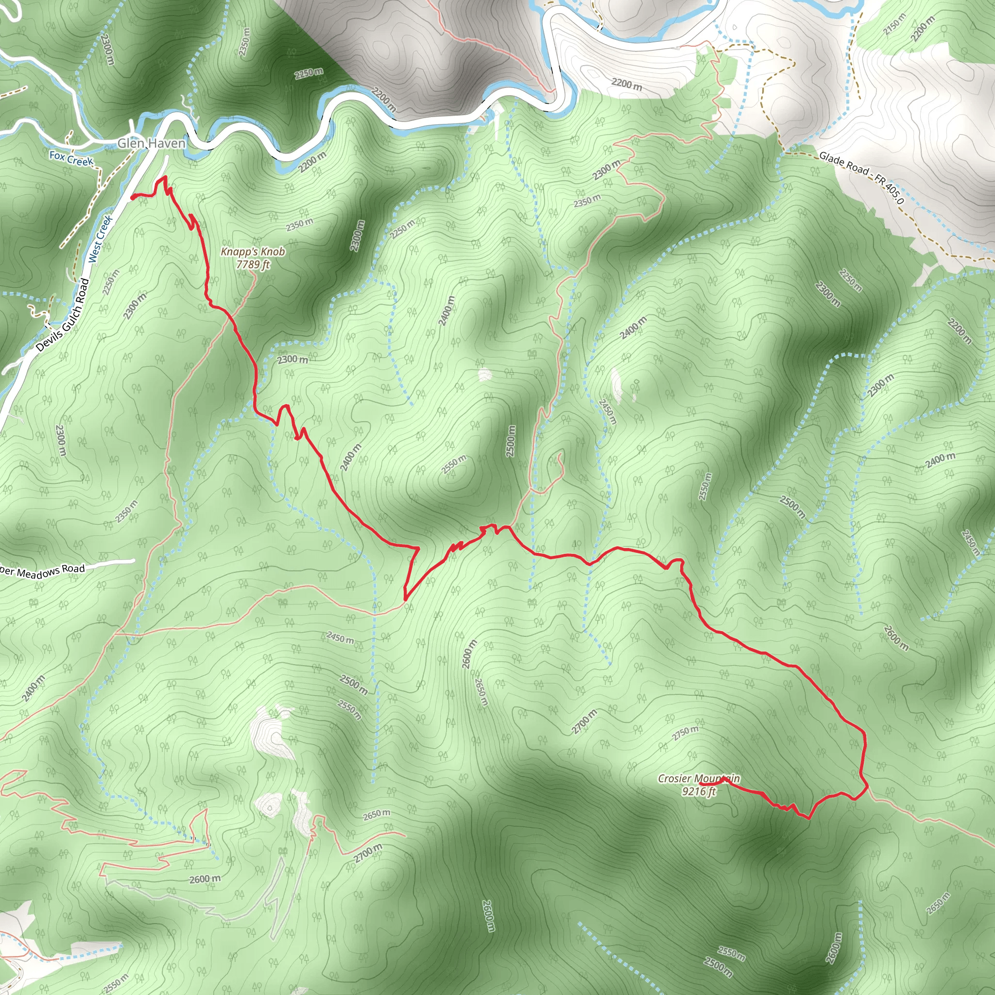 Crosier Mountain Trail - Devils Gulch Road mobile static map