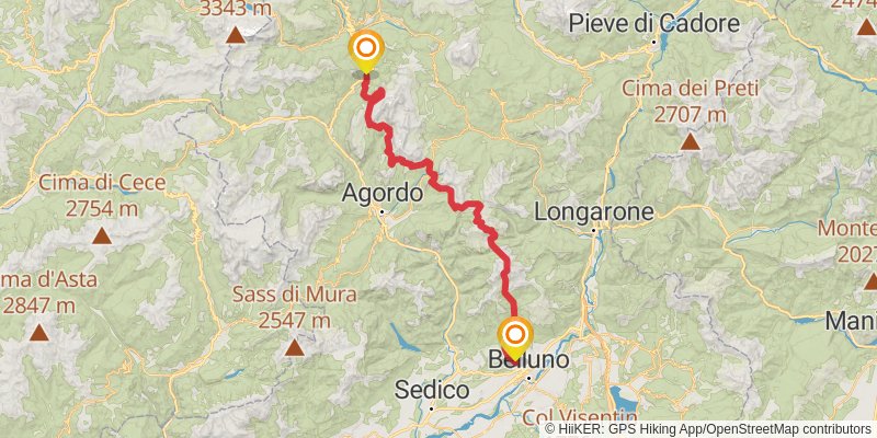 Camino Delle Dolomiti alt 1 Map