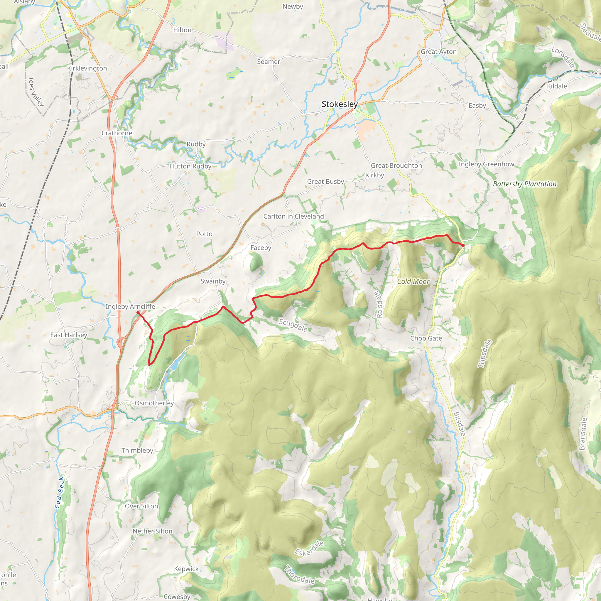 Beacon Hill, Carlton Bank and White Hill via Cleveland Way mobile static map