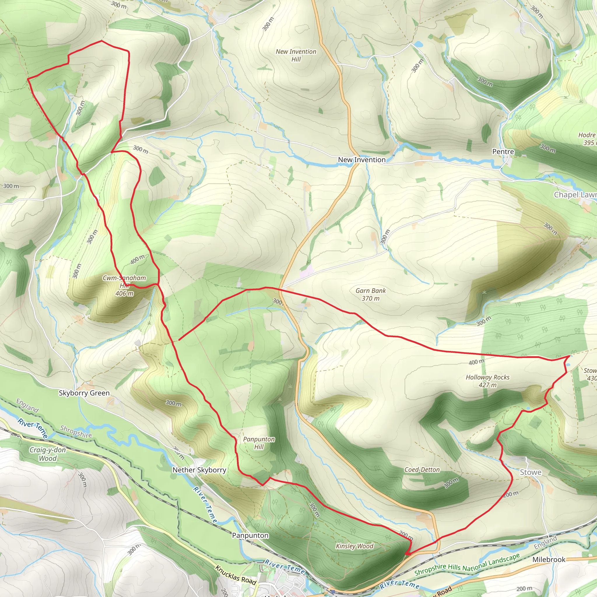 Kinsley Wood - Stowe and Offa's Dyke mobile static map