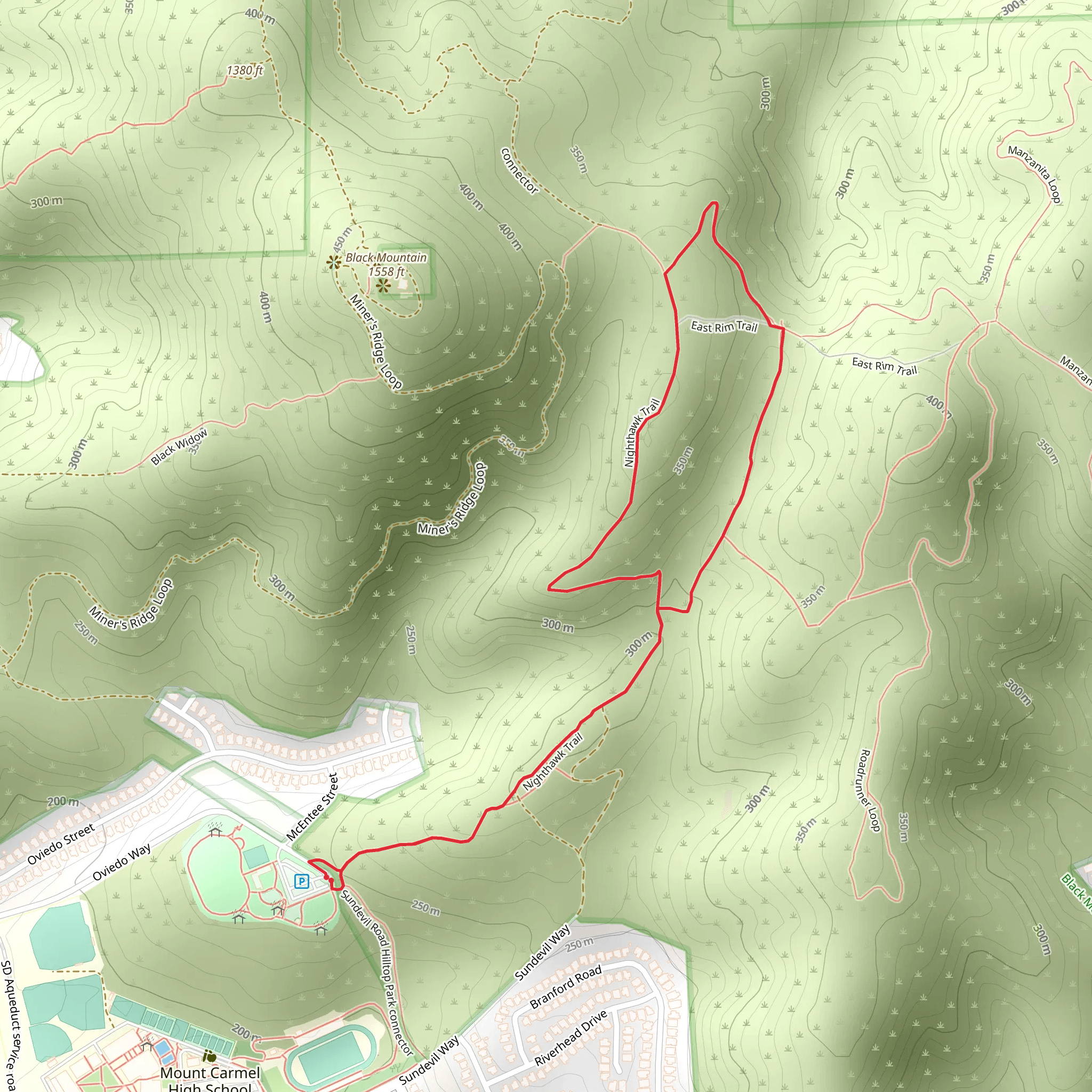 Nighthawk Loop Trail mobile static map