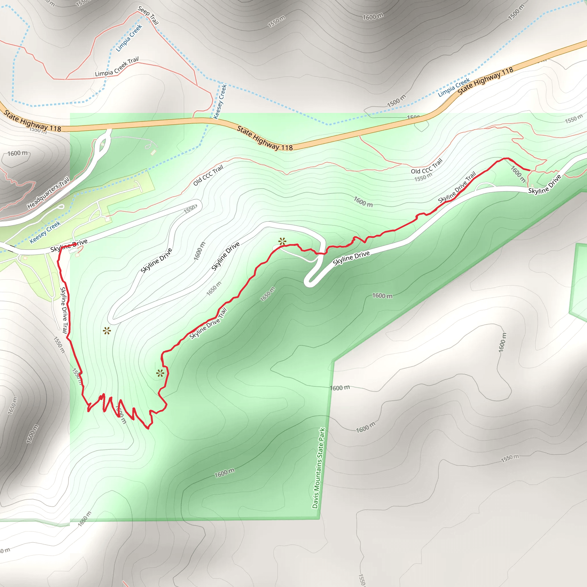 Skyline Drive Trail mobile static map