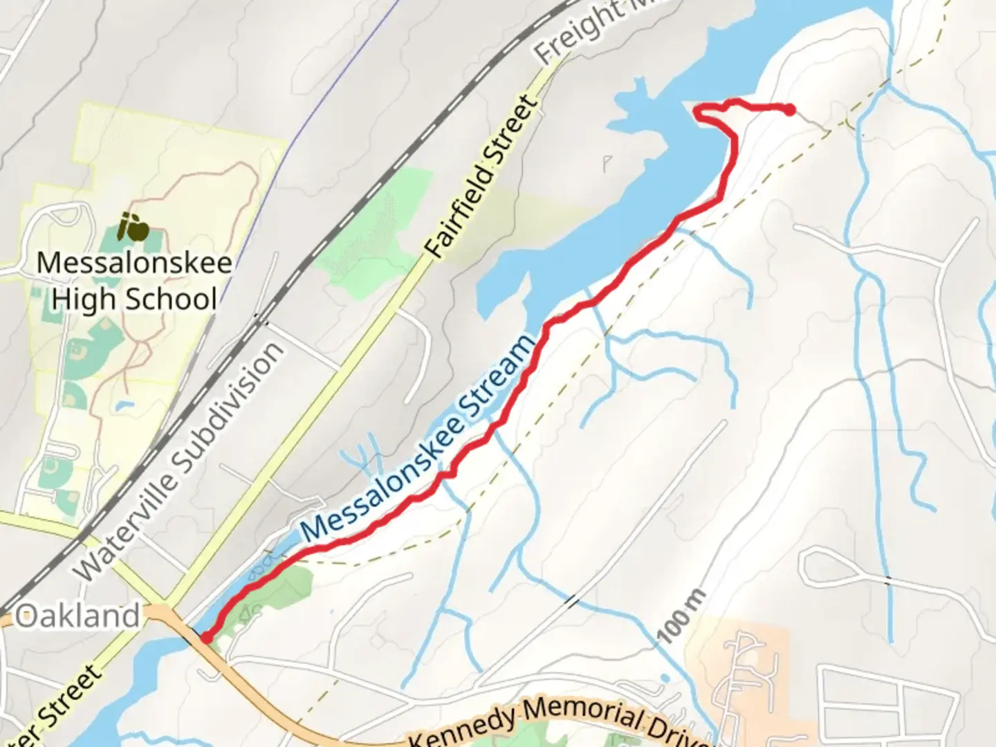 An image depicting the trail Messalonskee Stream Trail and its surrounding area.