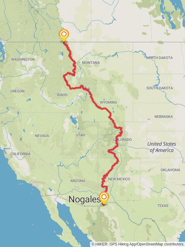 Continental Divide Trail mobile static map