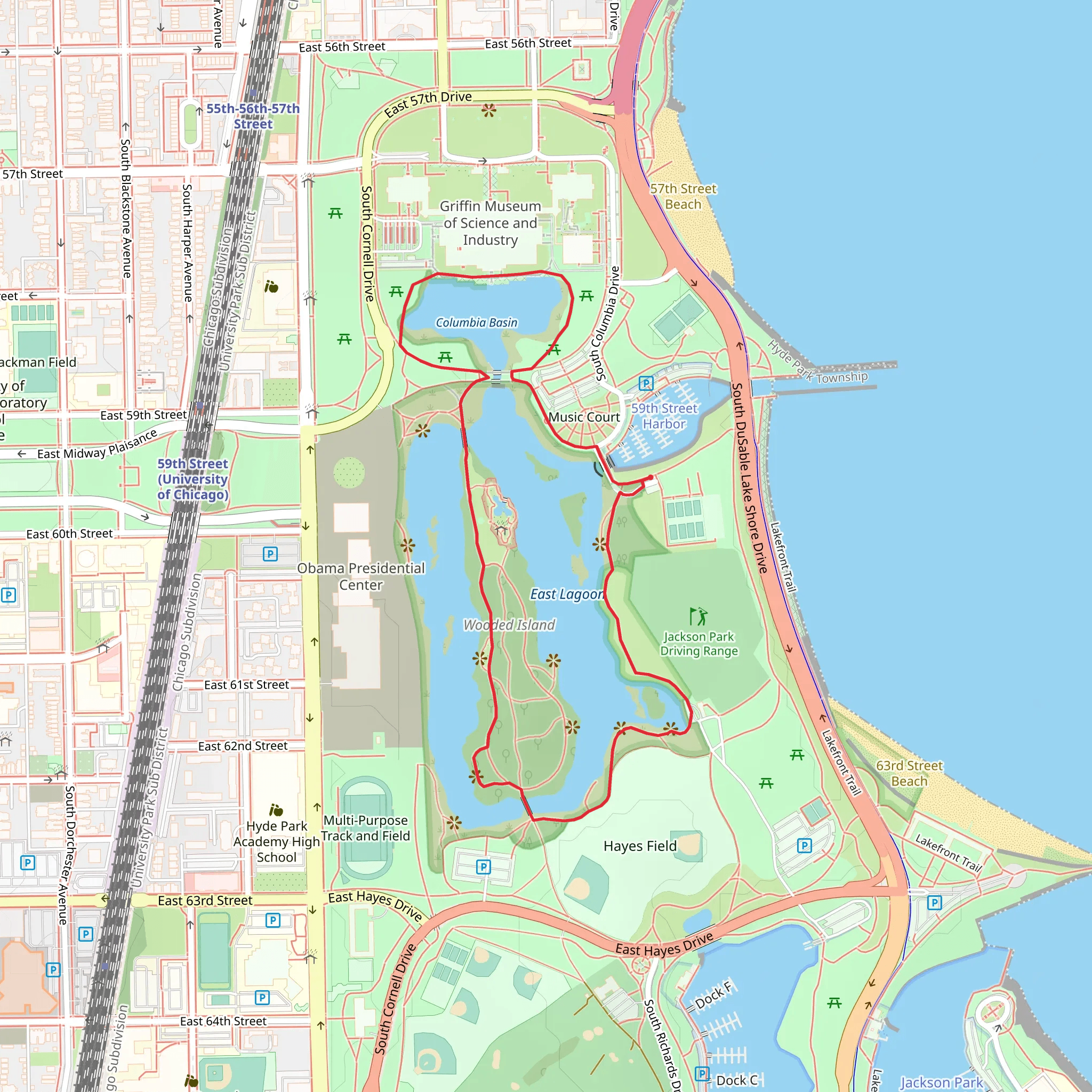 Columbia Basin and Jackson Park Lagoon Loop mobile static map