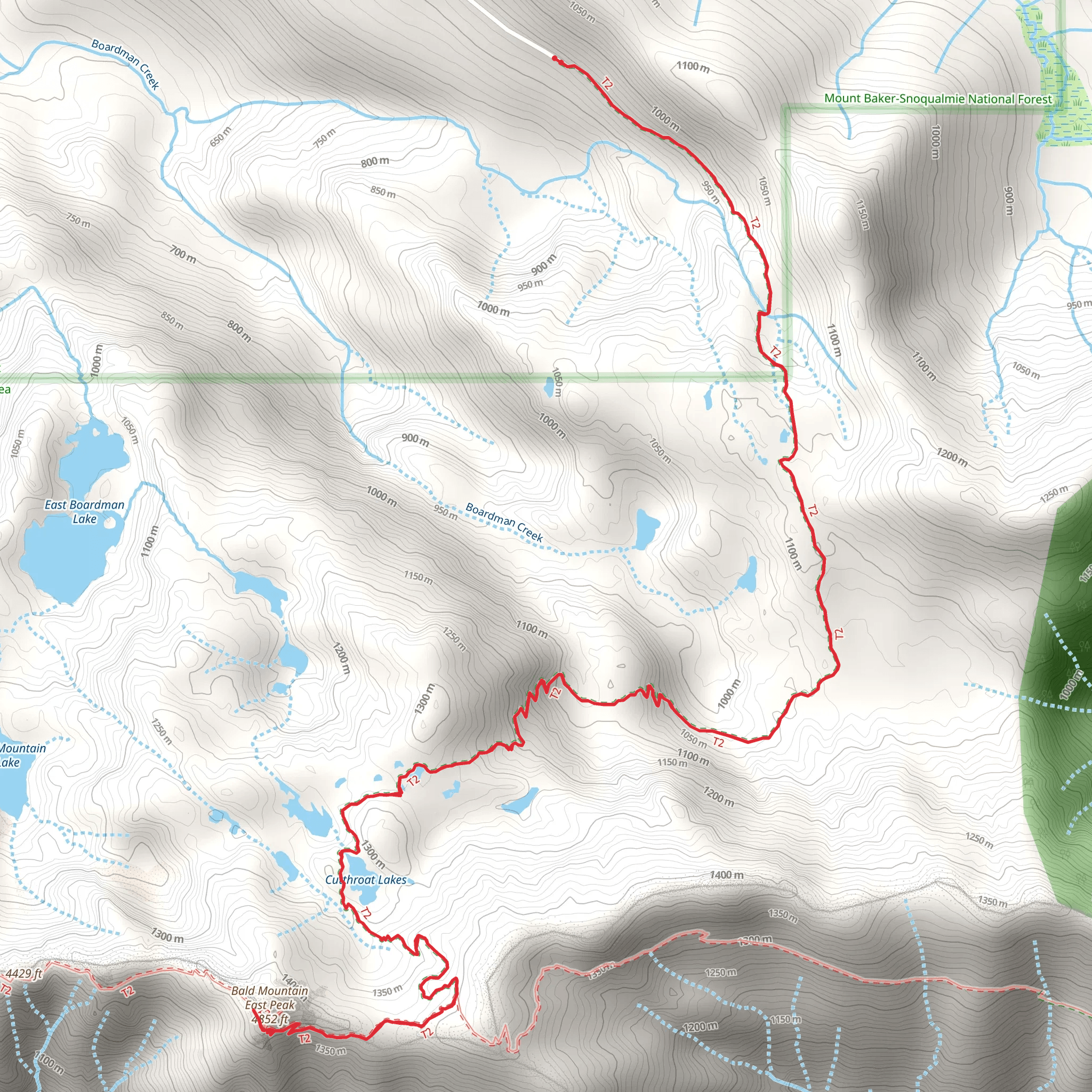 Bald Mountain East Peak via Walt Bailey Trail mobile static map
