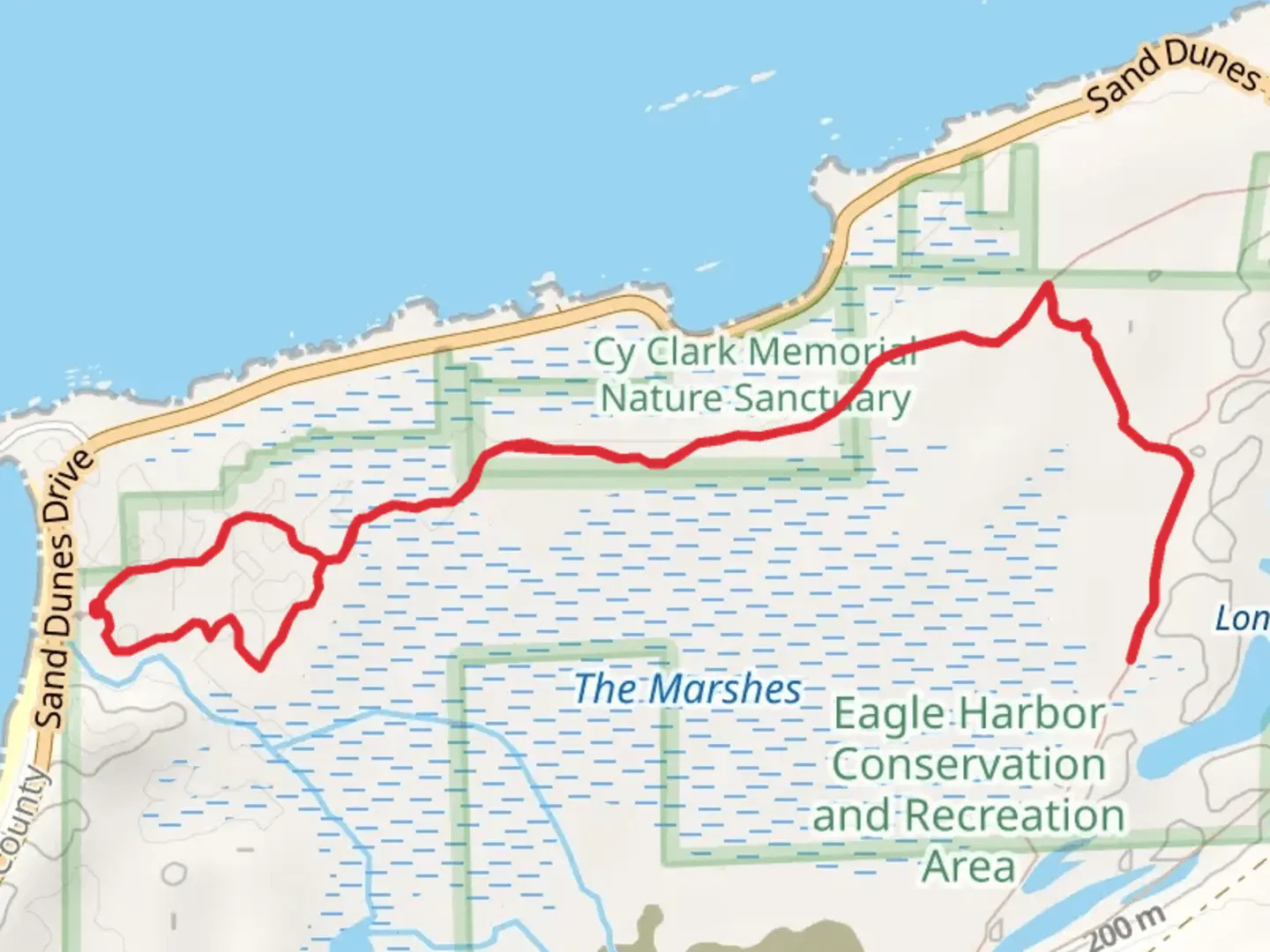 An image depicting the trail Clark's Sand Bay Trail and its surrounding area.