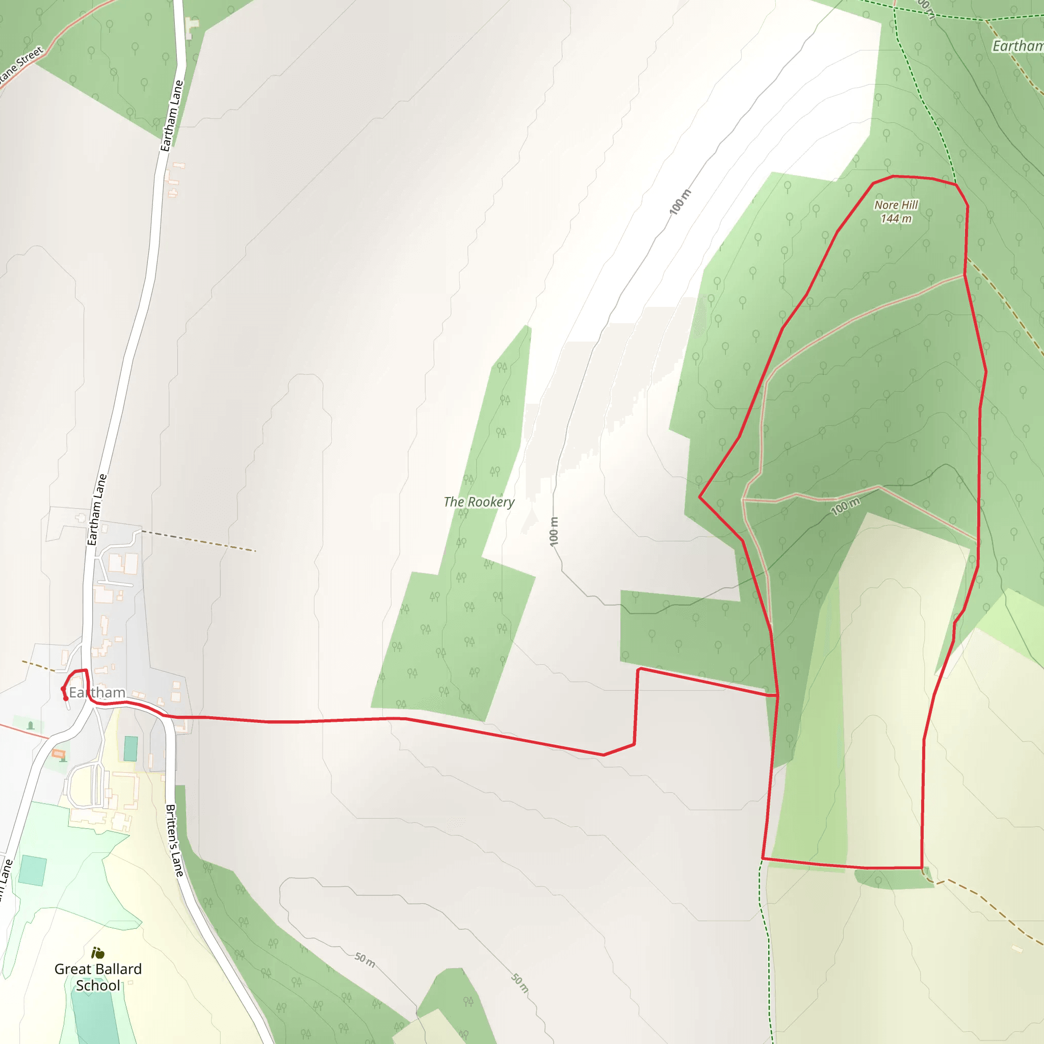 Nore Hill Loop - Eartham mobile static map