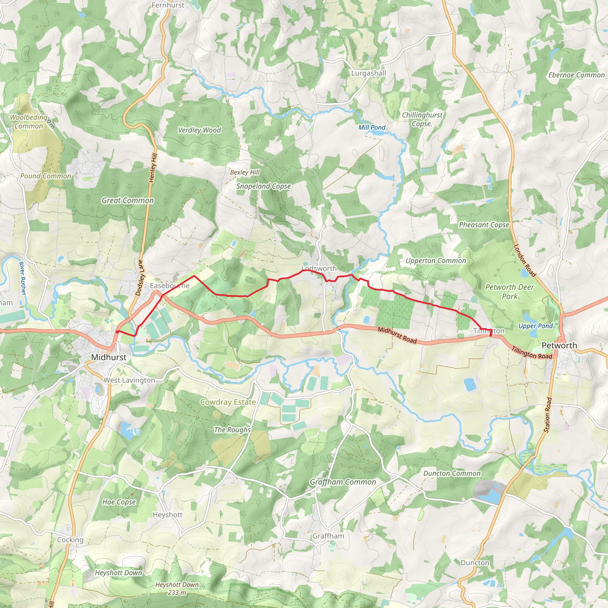 Midhurst Way - Petworth to Midhurst mobile static map