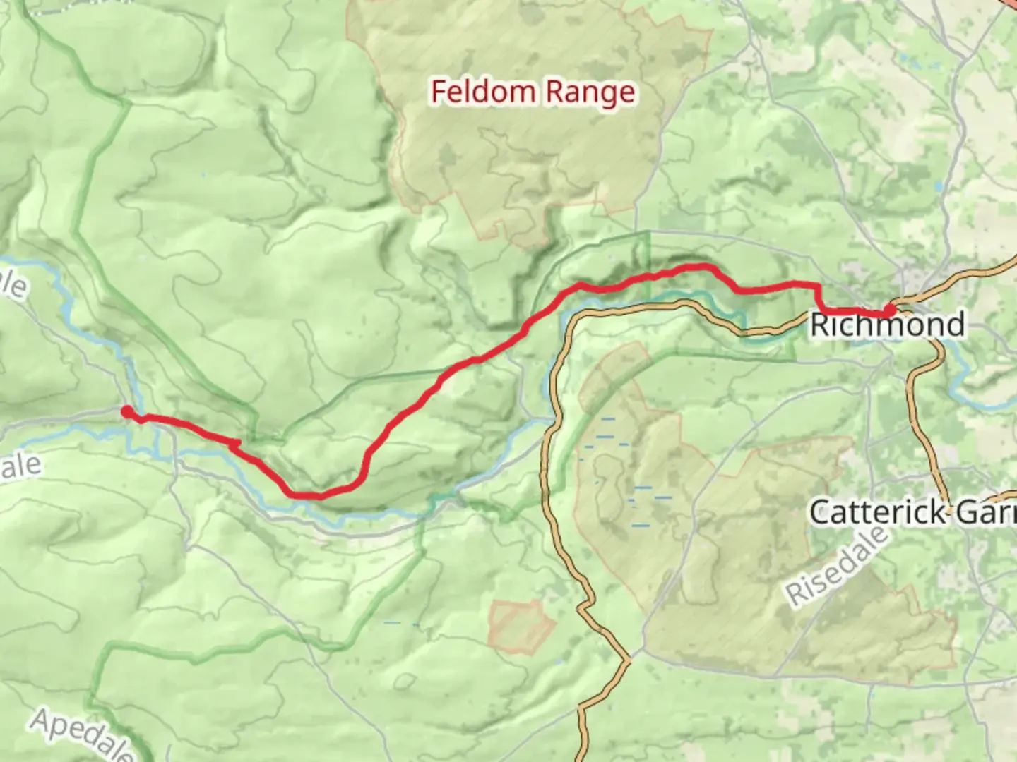 An image depicting the trail Reeth to Richmond Walk and its surrounding area.