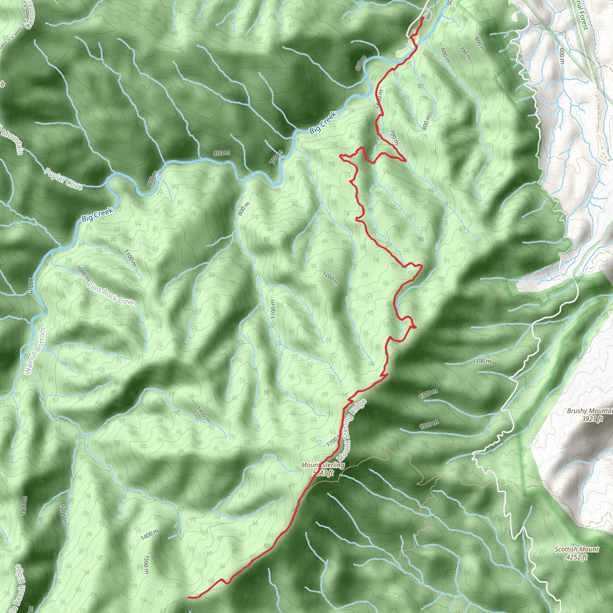 Big Creek Campground to Pretty Hollow Gap Trail via BMT mobile static map
