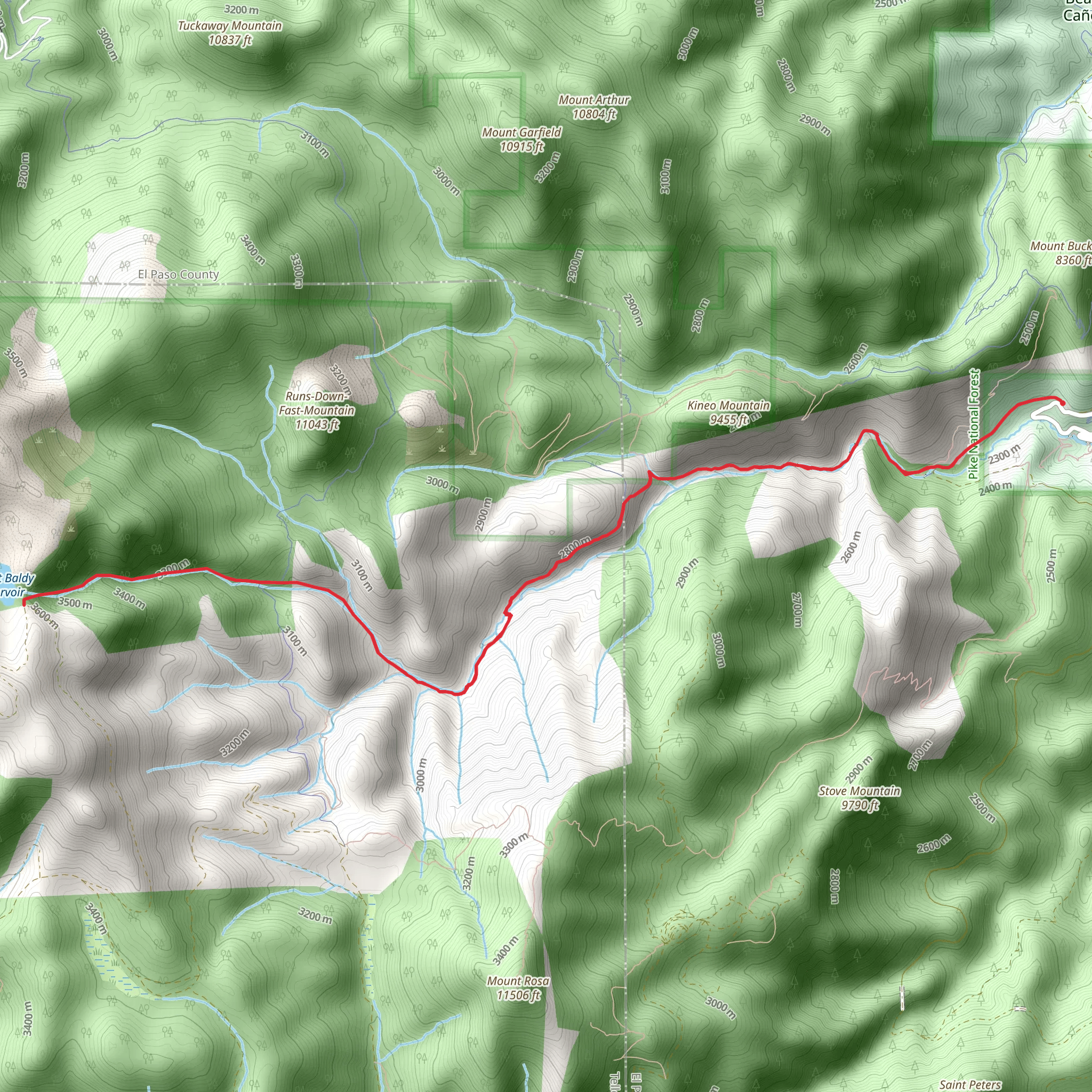 Mount Baldy Reservoir via Seven Bridges Trail mobile static map