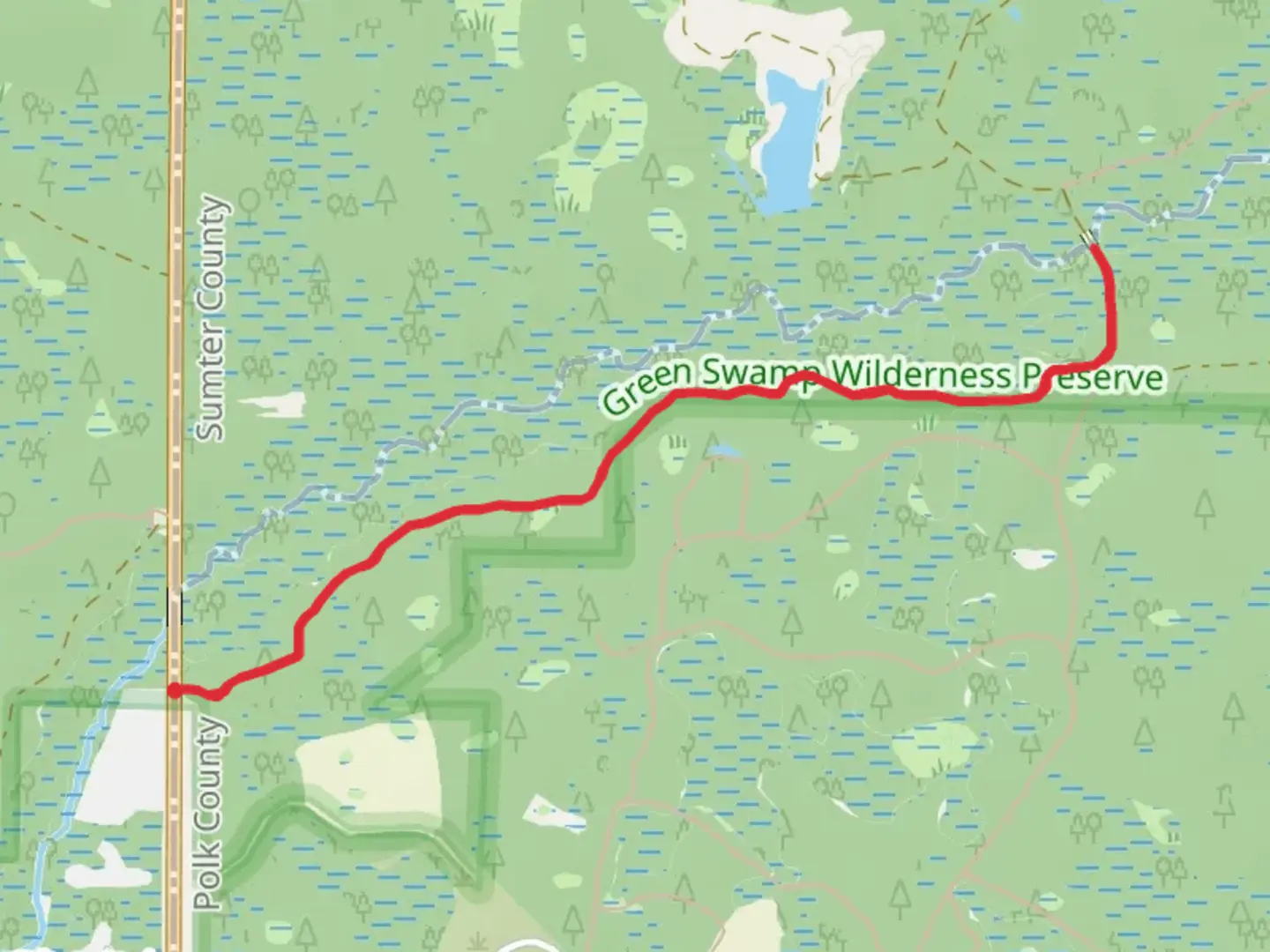 An image depicting the trail Withlacoochee River via Florida National Scenic Trail and its surrounding area.