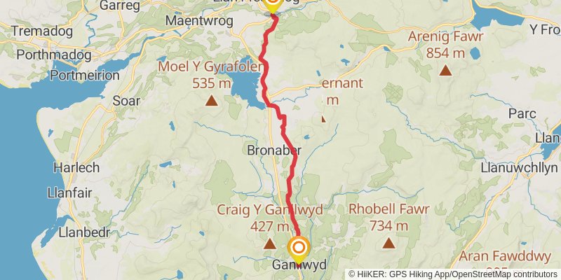 Caerhun to Carmarthen via Wales Coast Path stage 4 Map