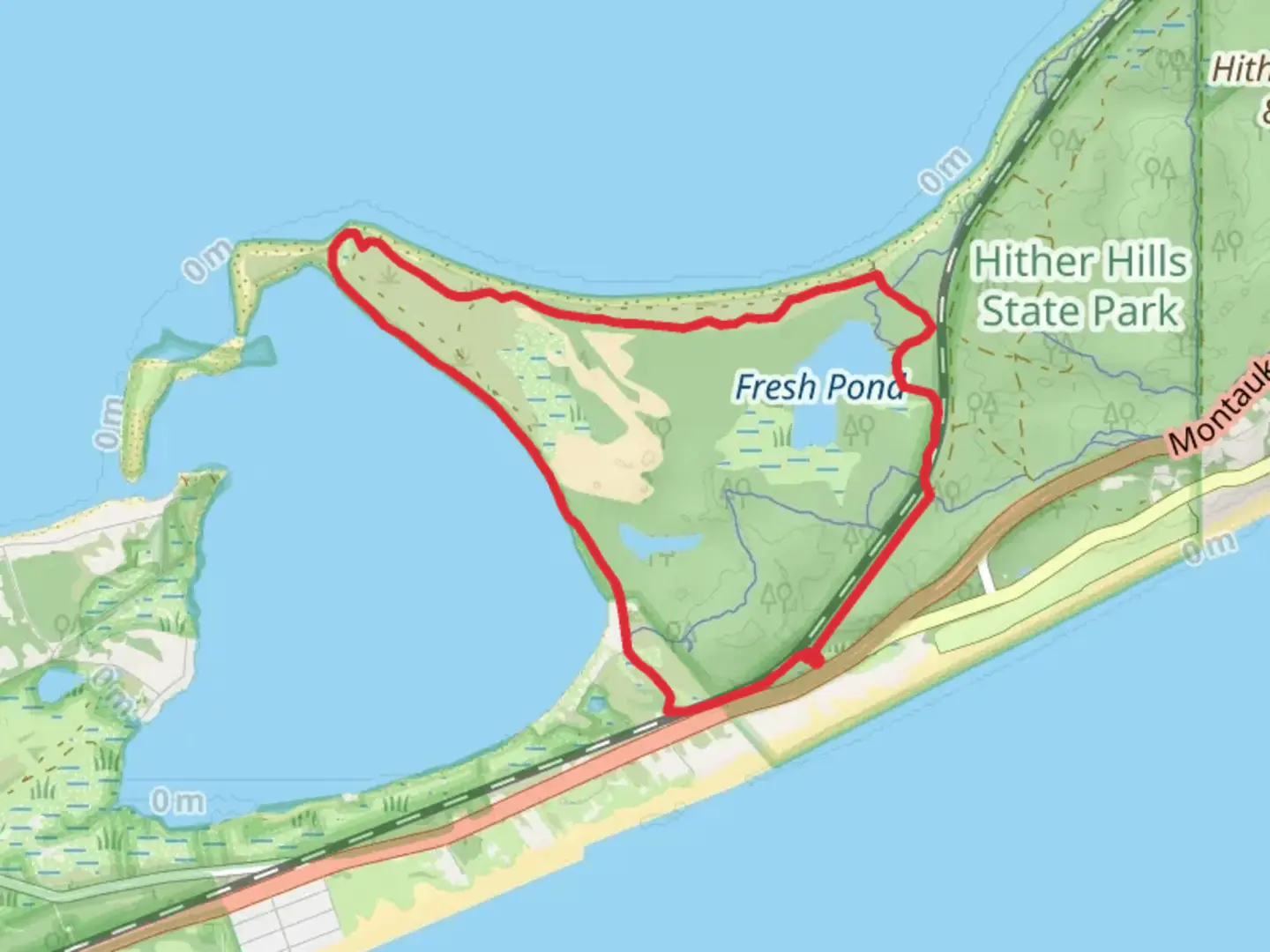 An image depicting the trail Napeague Harbour Island Loop and its surrounding area.
