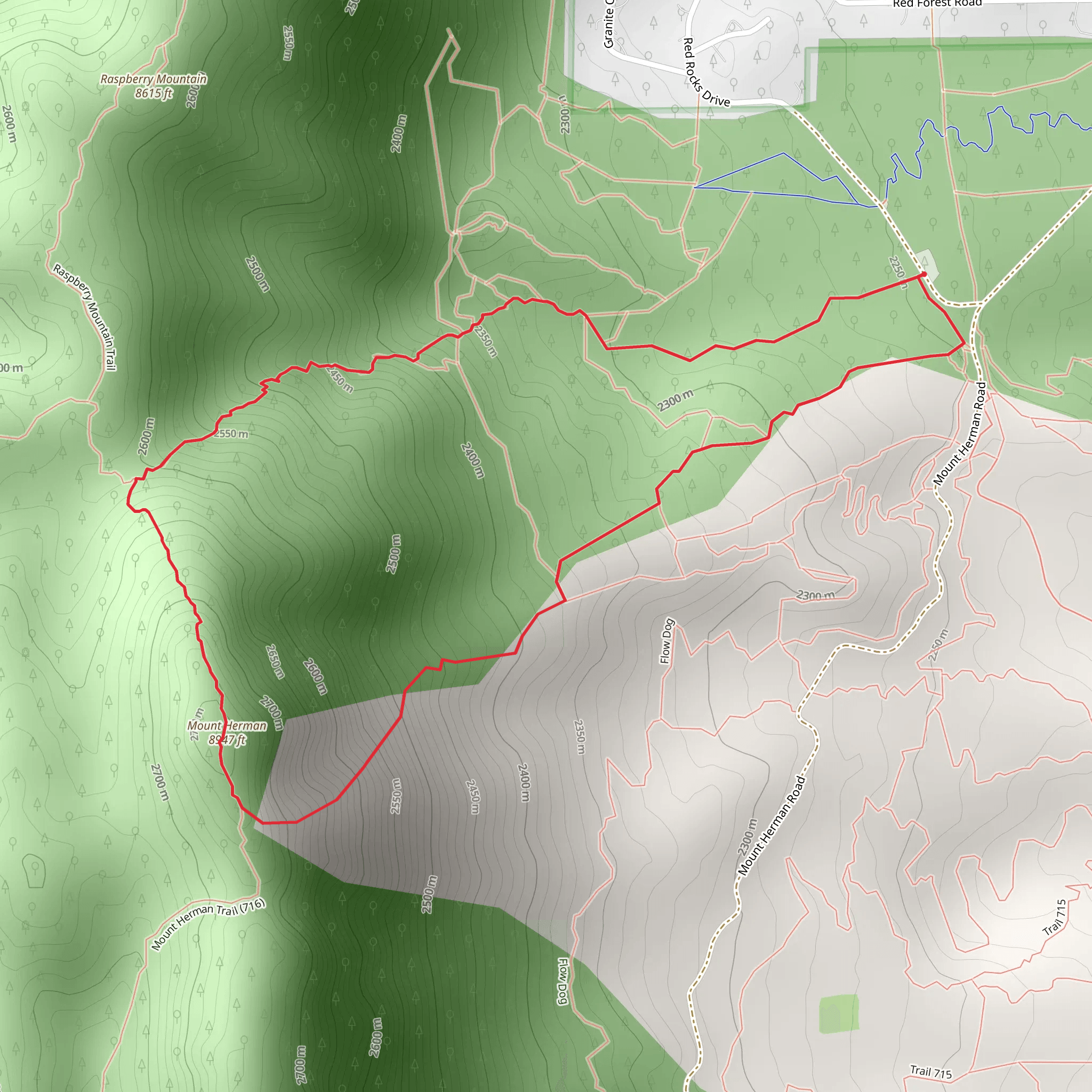 Mount Herman Loop from Red Rocks Drive mobile static map