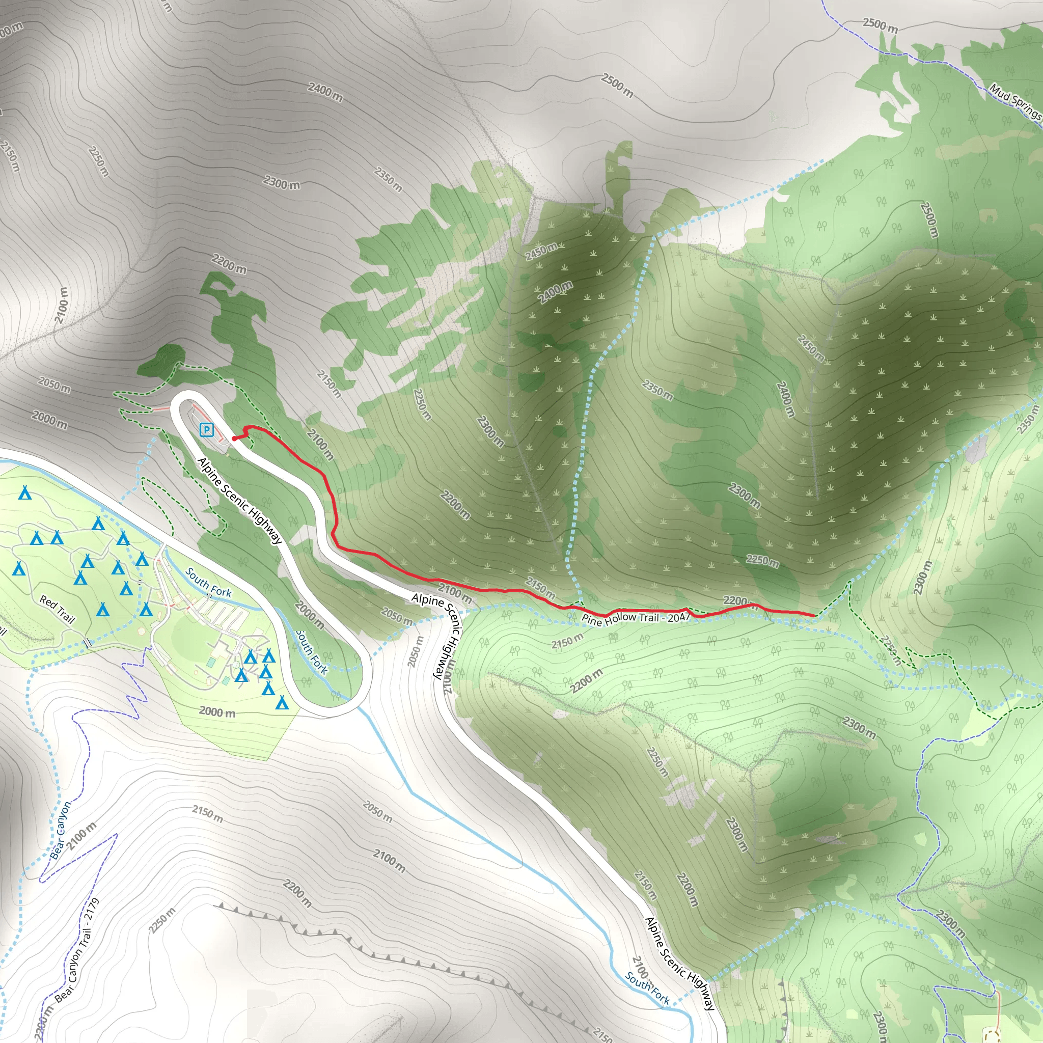Pine Hollow Trail mobile static map