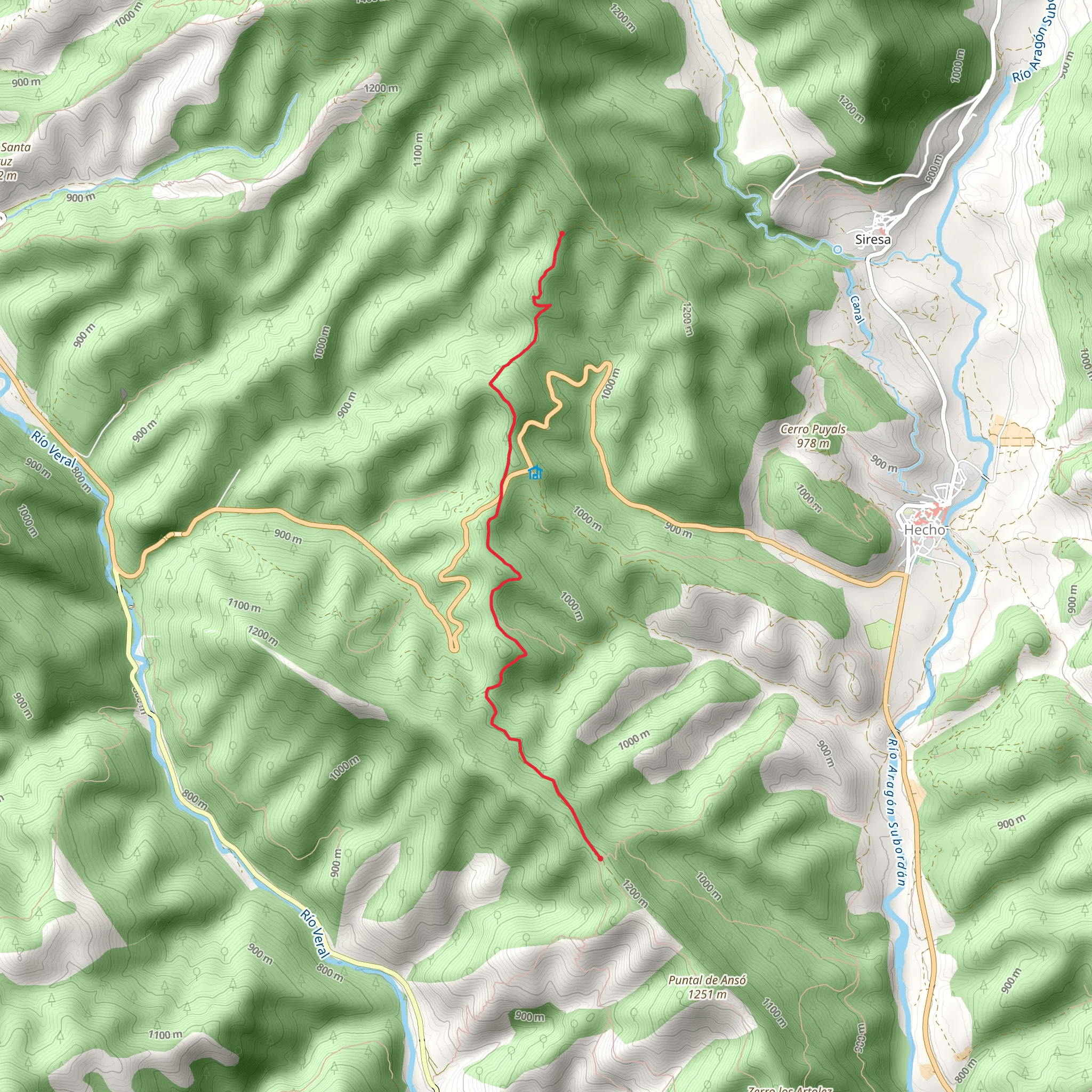 Path of the Sierra de los Dos Ríos PR HU 17 mobile static map