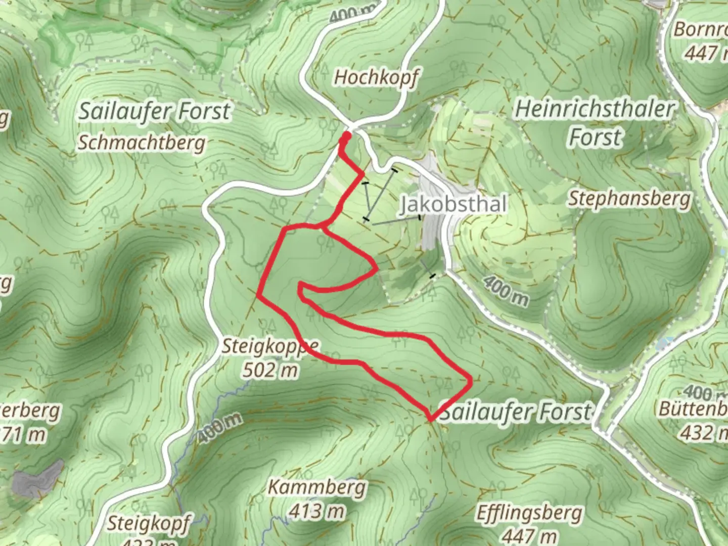 An image depicting the trail Beim Kurzen Heiligen via Roter Schmetterling and its surrounding area.