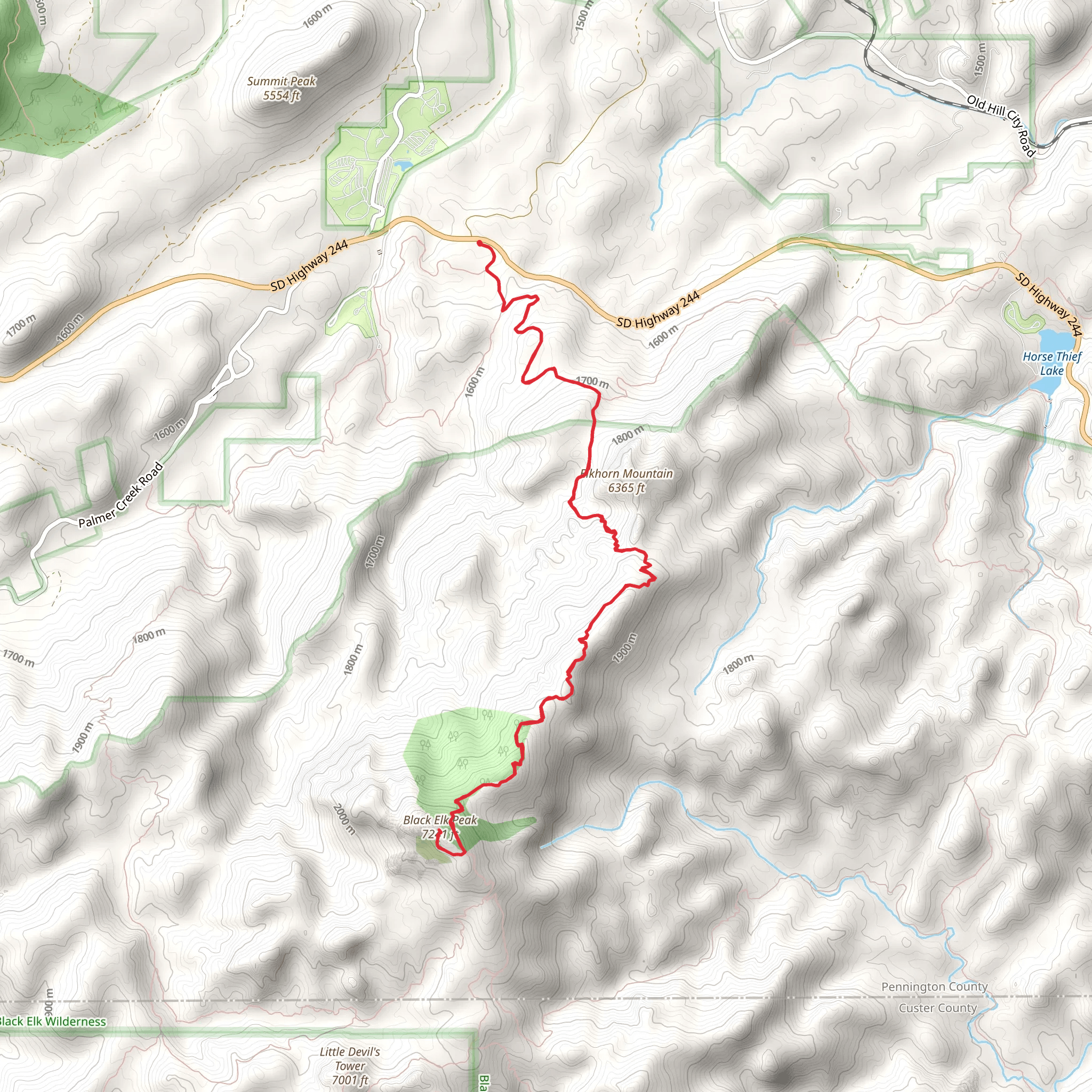 Black Elk Peak via Harney North Trail mobile static map